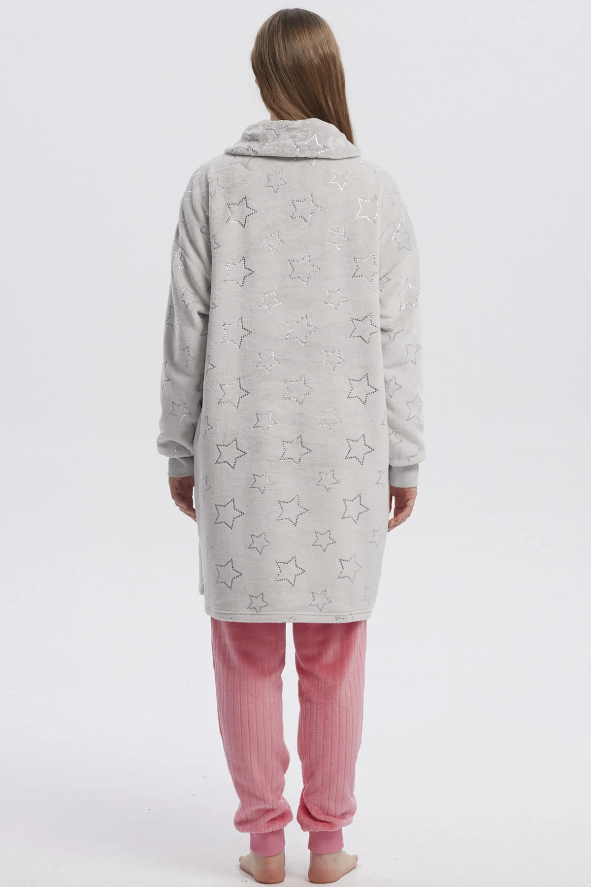 Bata Mujer Half Zipper Gris - Image 3