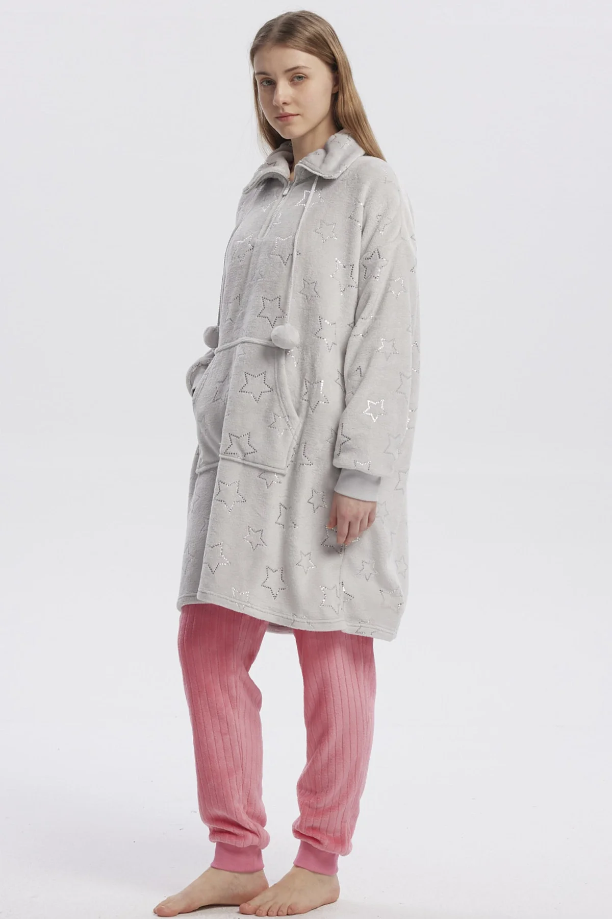 Bata Mujer Half Zipper Gris - Image 4