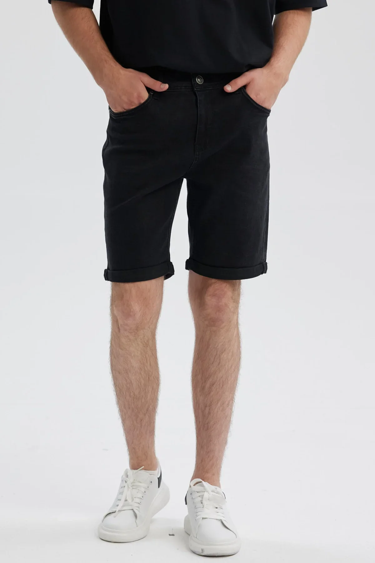Bermuda Hombre Básica Roll Up Negro