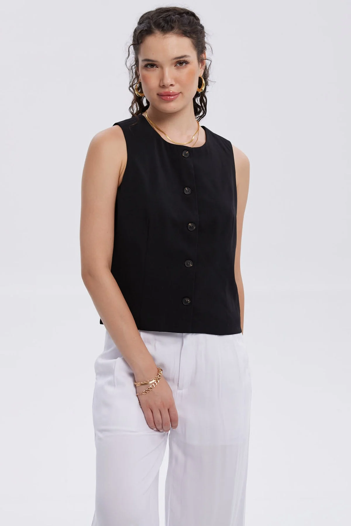 Blazer Mujer Abotonado Negro