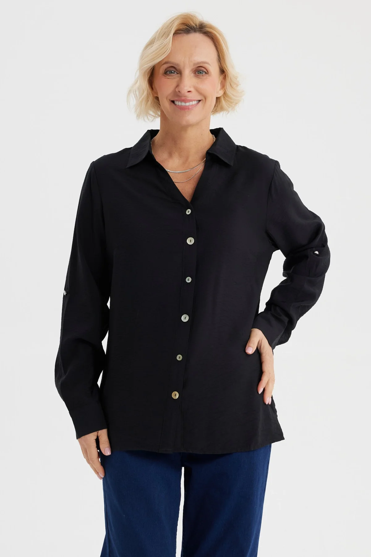 Blusa Mujer Abotonada Negro