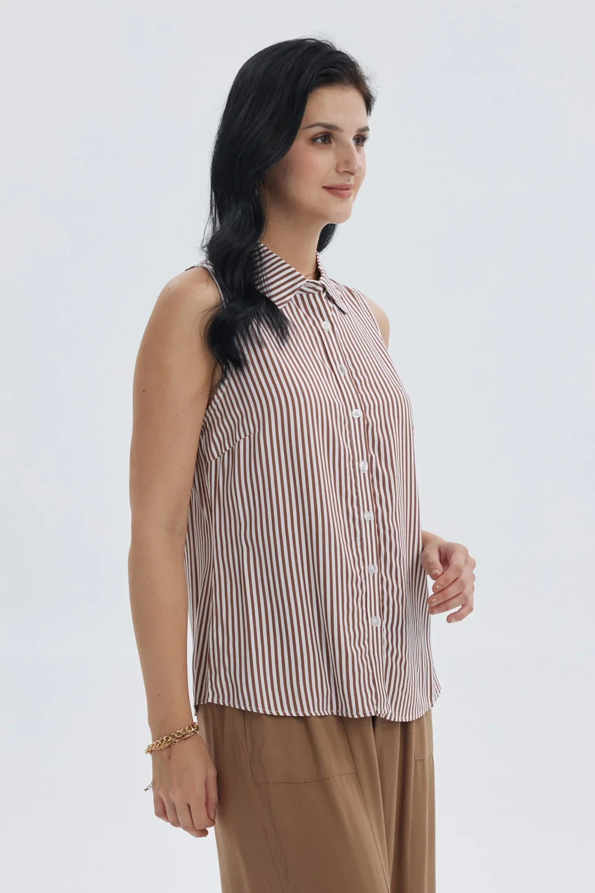 Blusa Mujer Abotonada Rapport Café Oscuro - Image 2