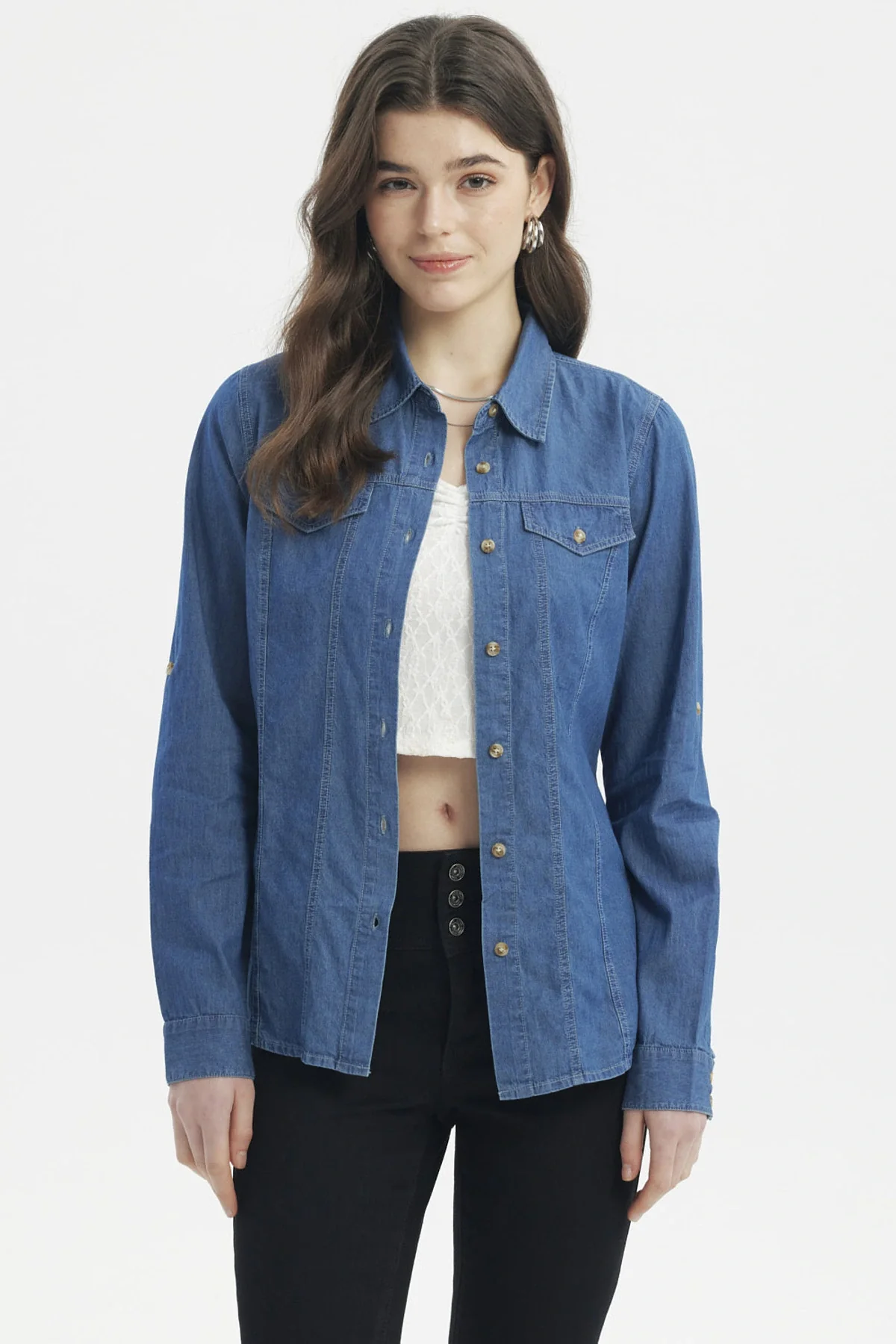 Blusa Mujer Cortes Azul