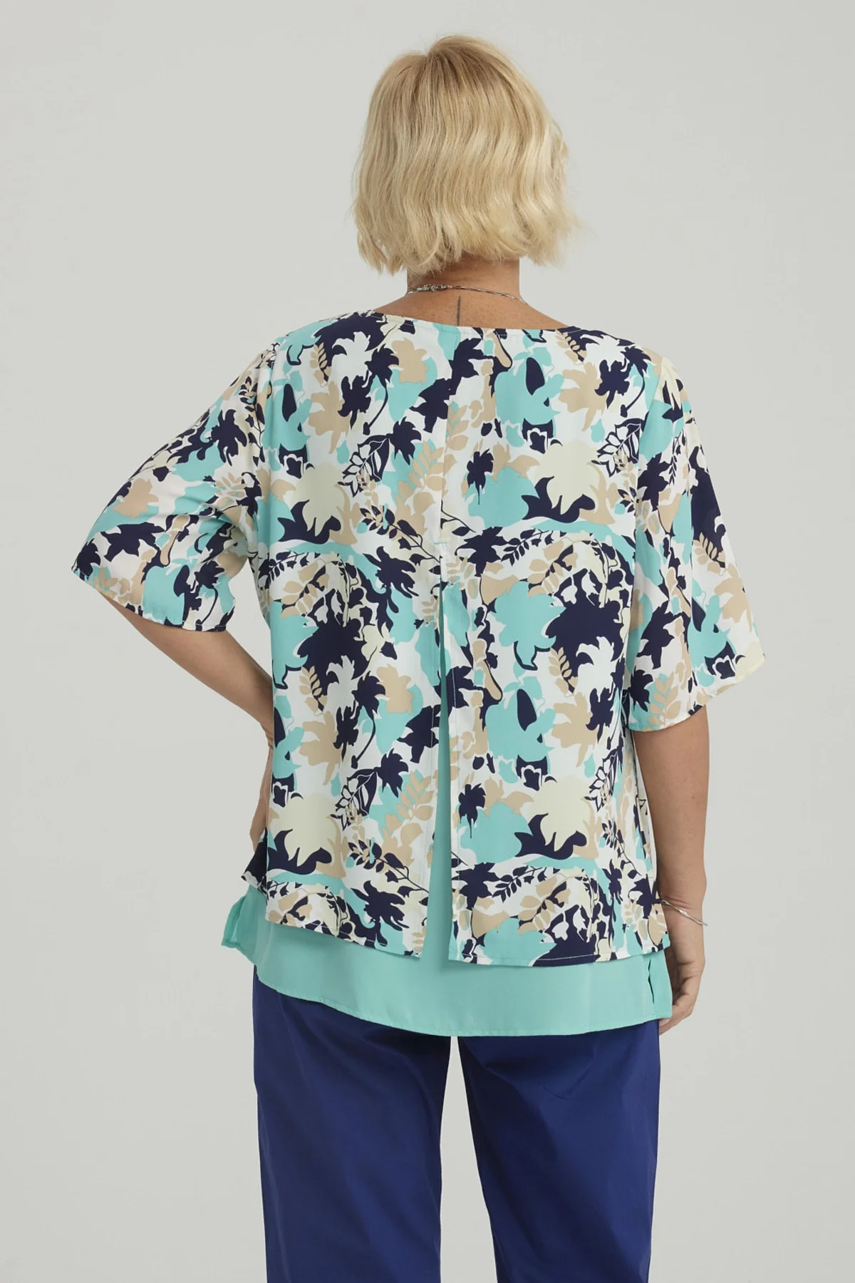 Blusa Mujer Crep Abertura Turquesa - Image 3