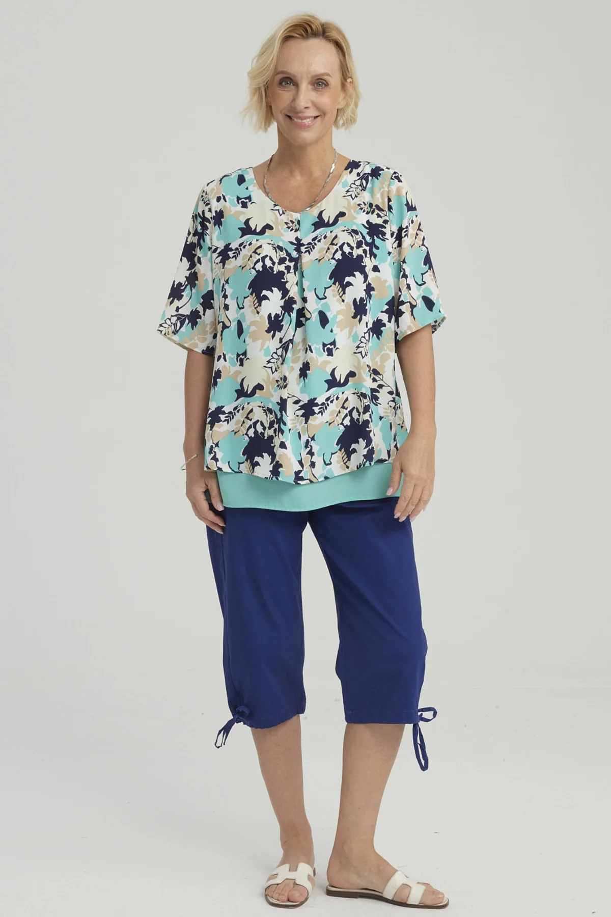 Blusa Mujer Crep Abertura Turquesa - Image 4