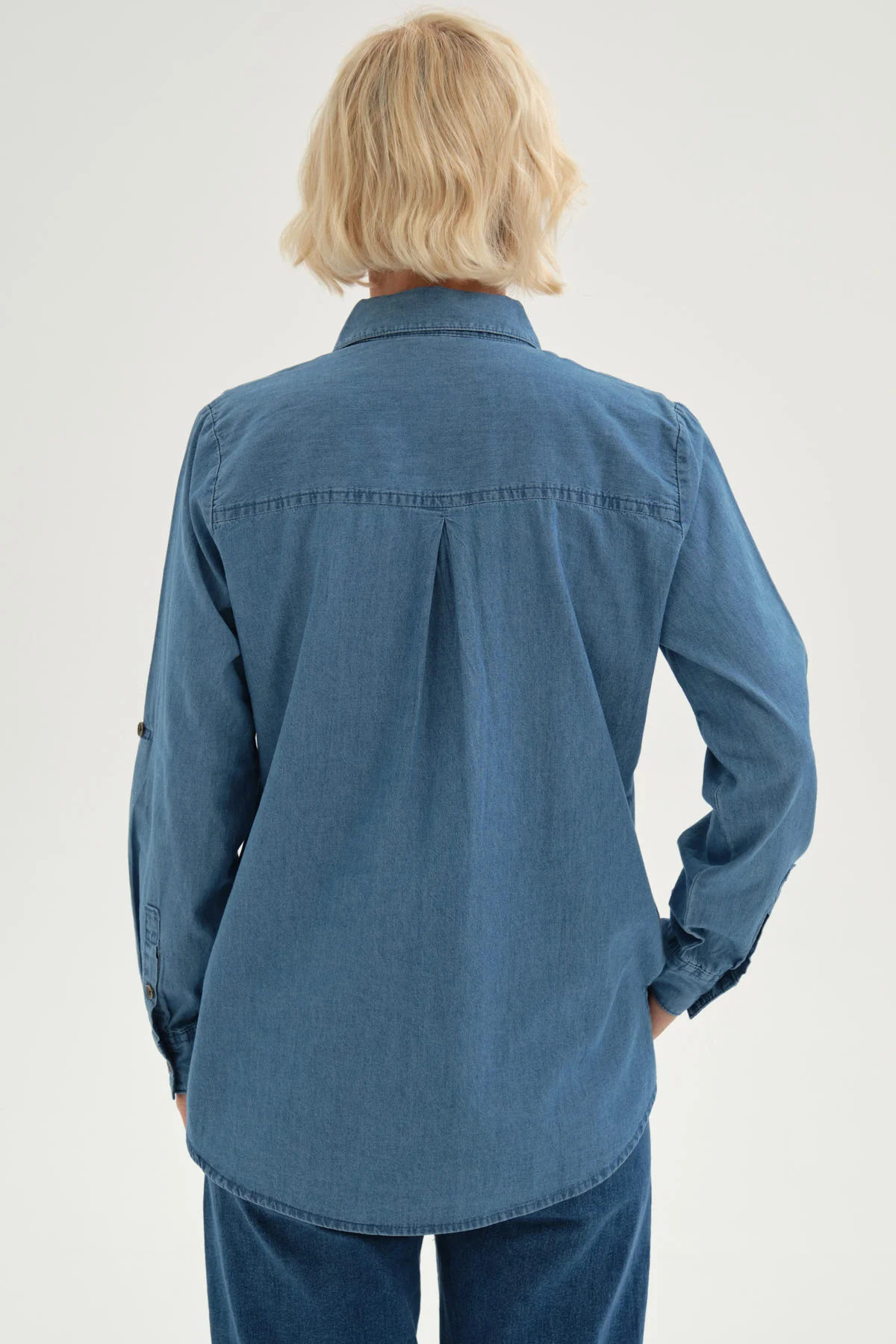 Blusa Mujer Denim Azul Claro - Image 3