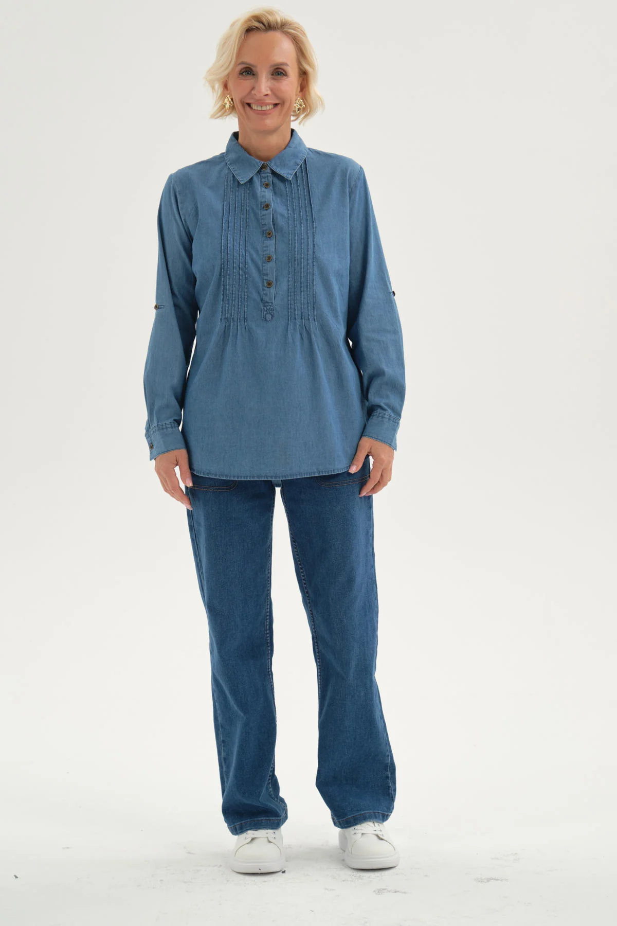 Blusa Mujer Denim Azul Claro - Image 4