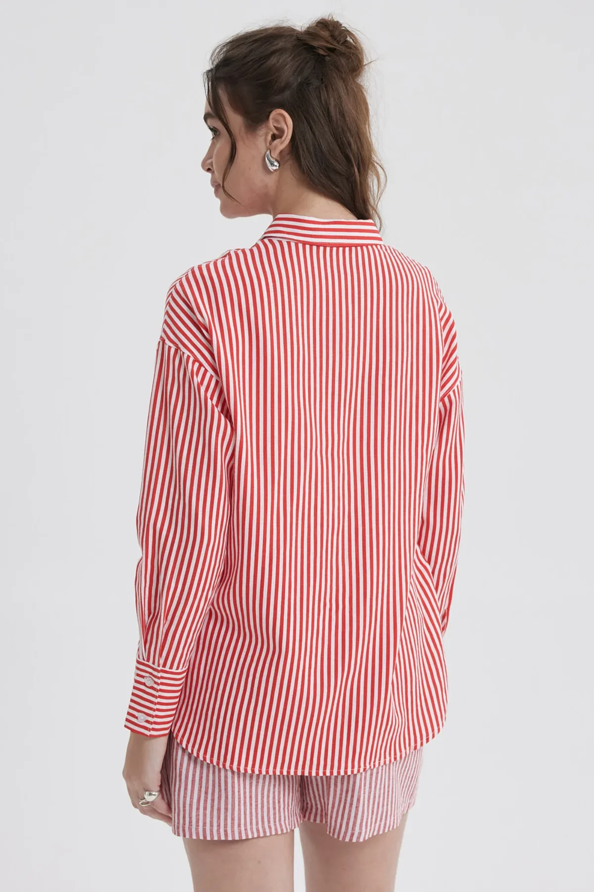 Blusa Mujer Lino Crop Rojo - Image 3