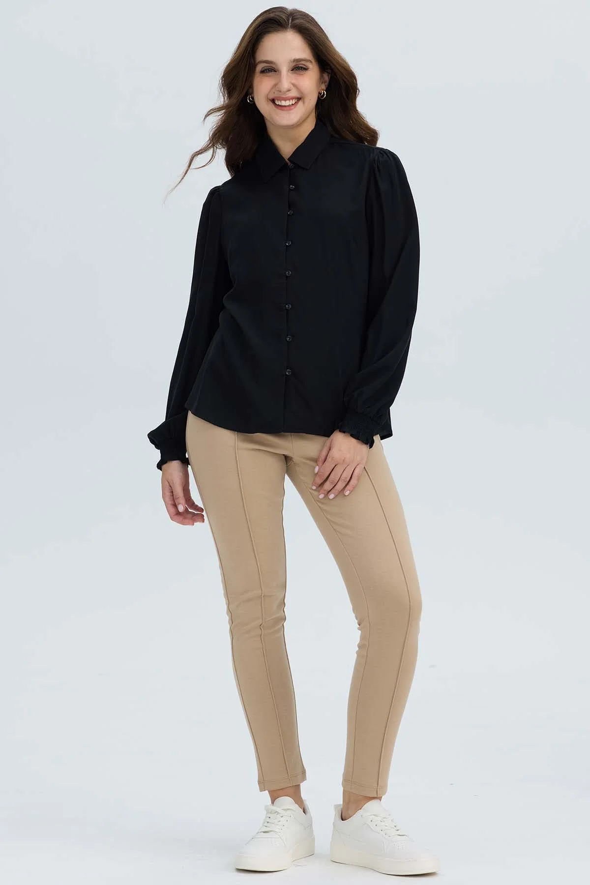 Blusa Mujer Puño Elasticado Negro - Image 4