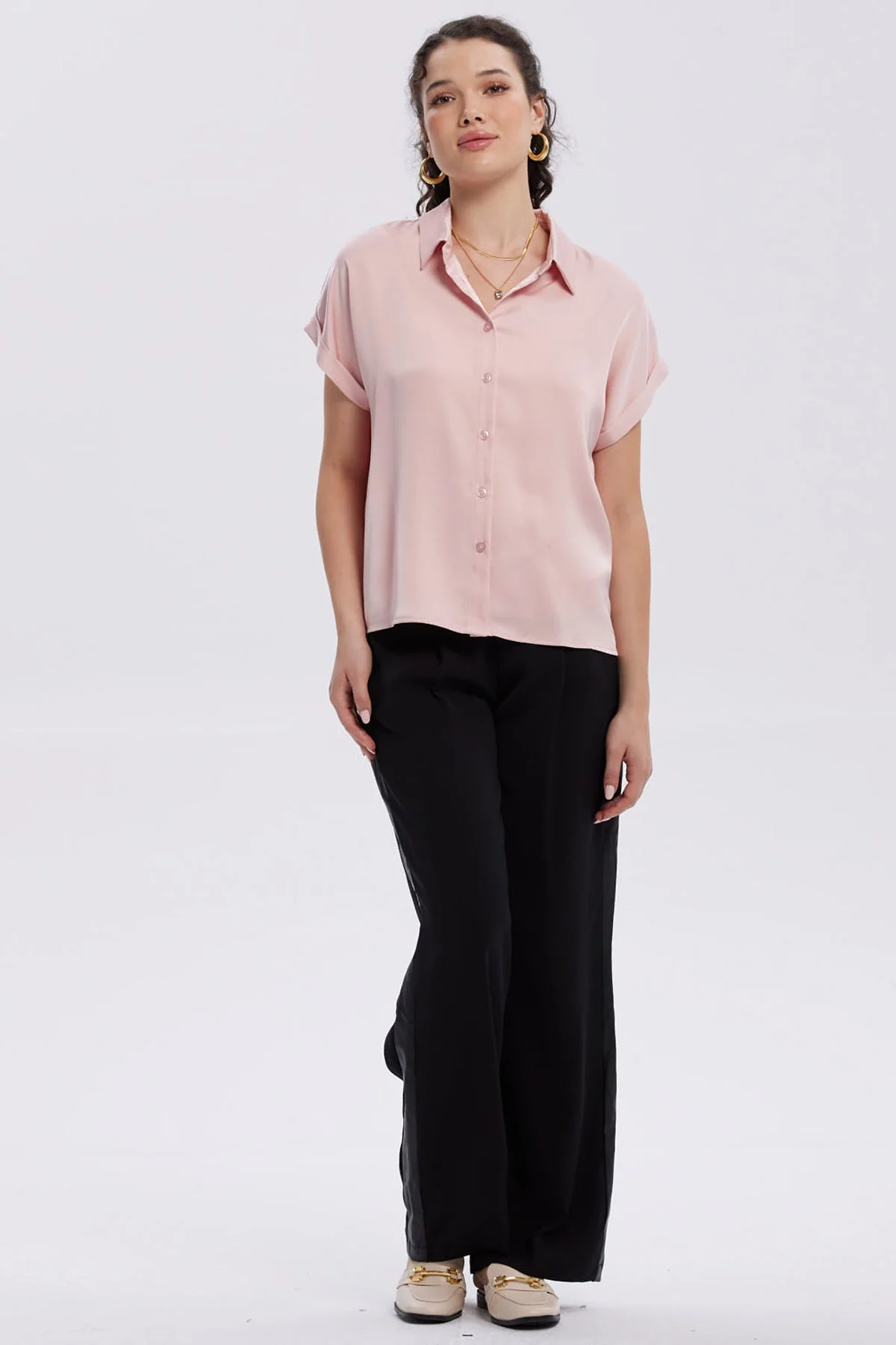 Blusa Mujer Satín Abotonada Palo Rosa - Image 4