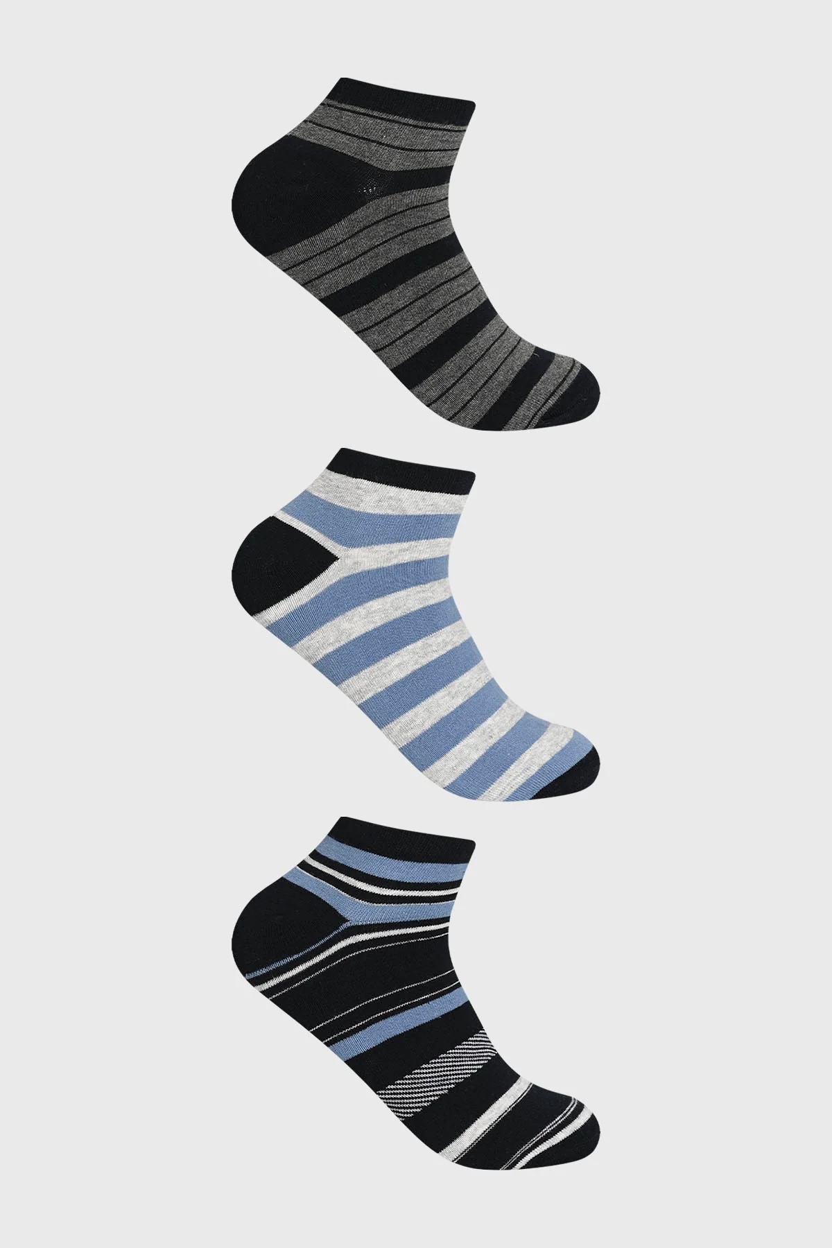 Calceta Deportiva Hombre Rayas Azul
