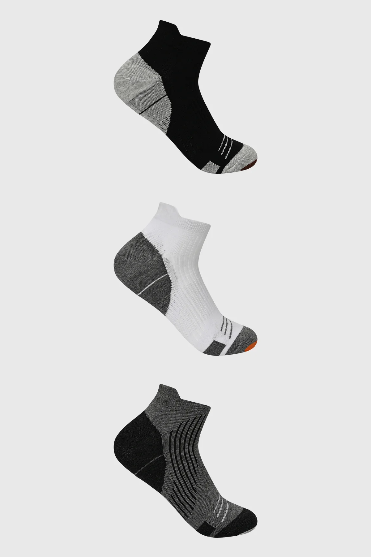 Calceta Deportiva Hombre Tripack Gris Melange
