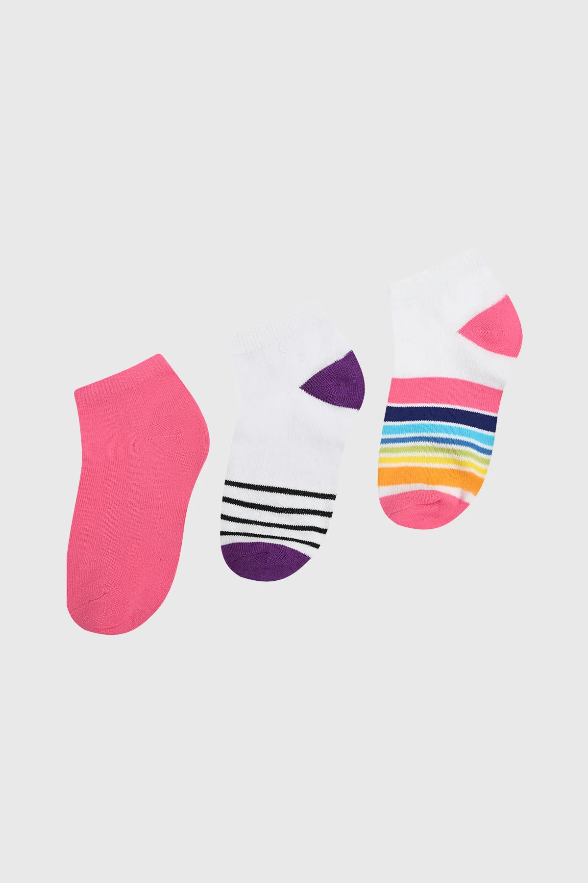 Calceta Deportiva Niña Tripack Fucsia