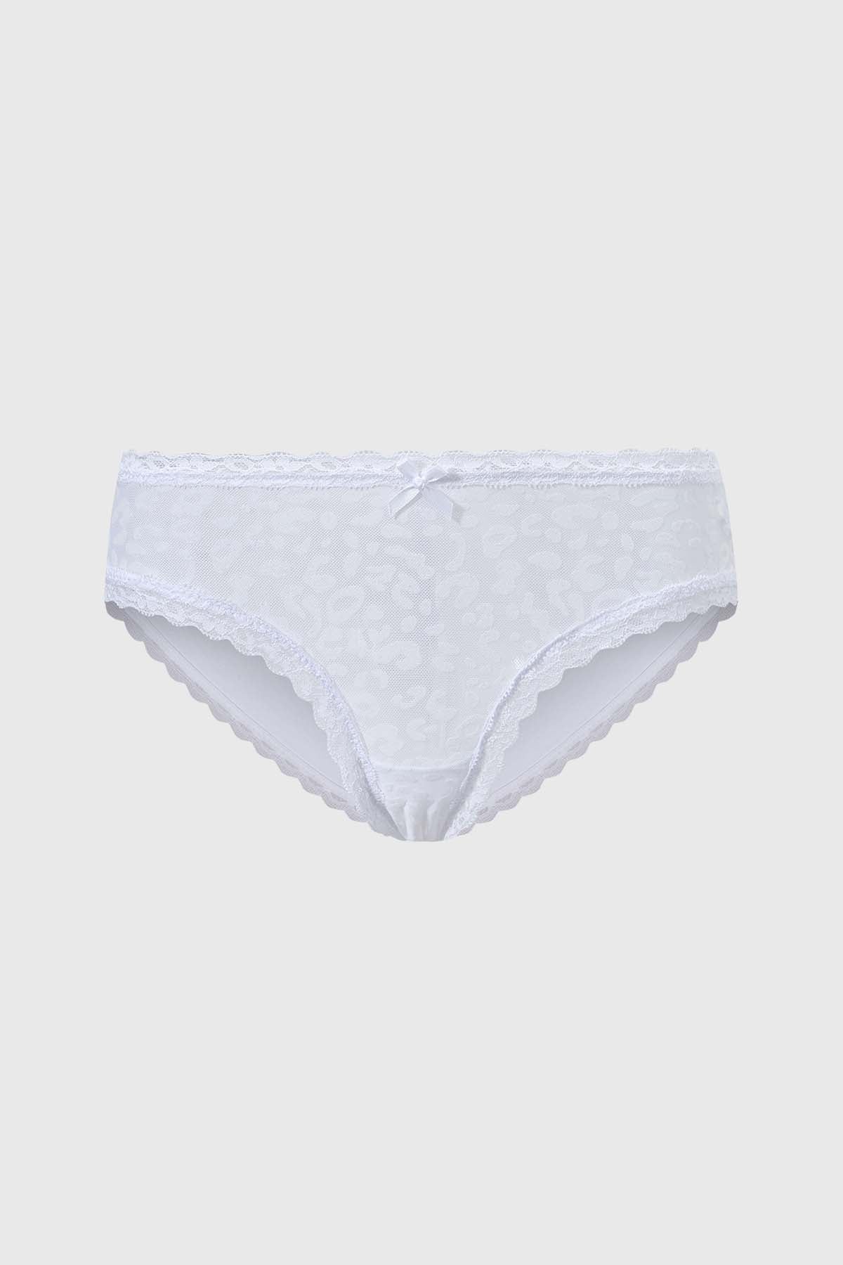 Calzón Mujer Bikini Detalle Encaje Blanco