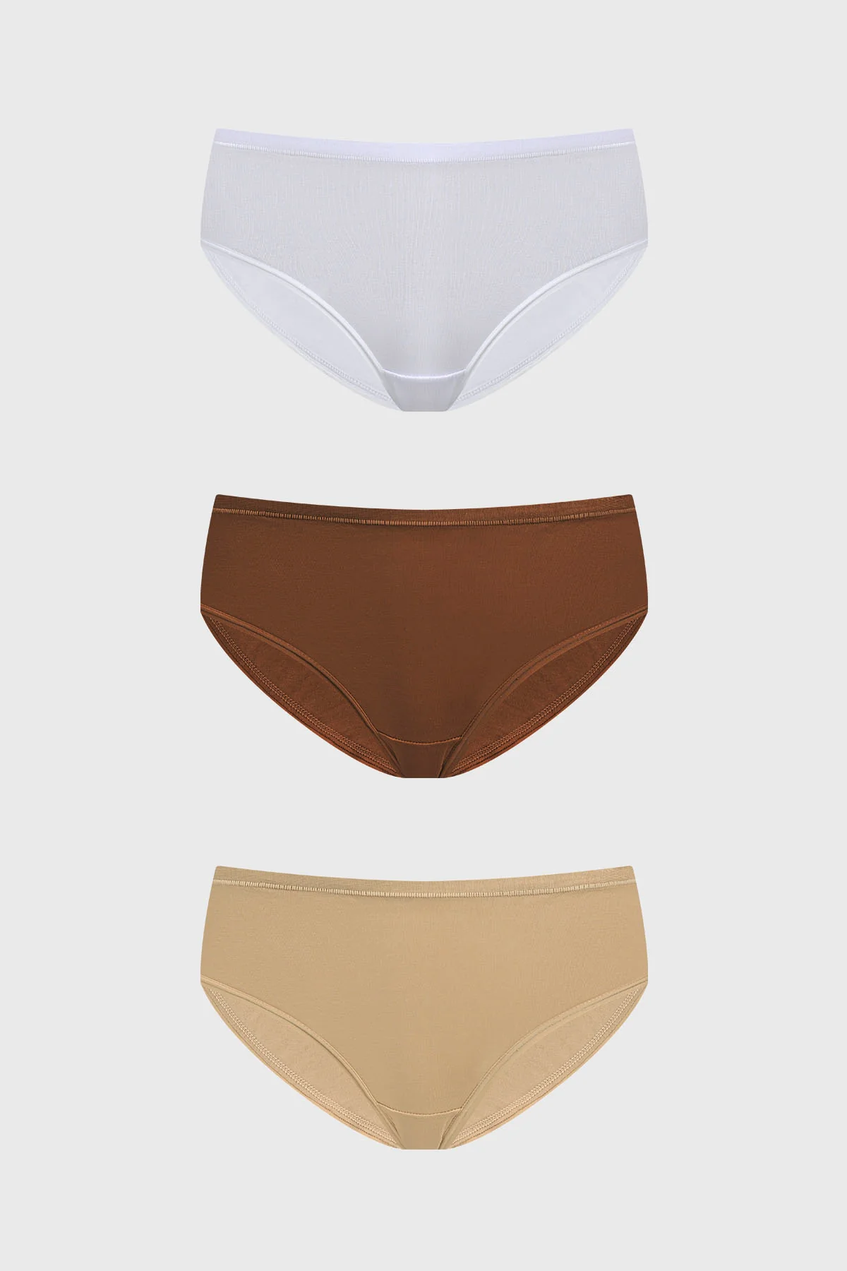 Calzón Mujer Tripack Algodón Liso Café