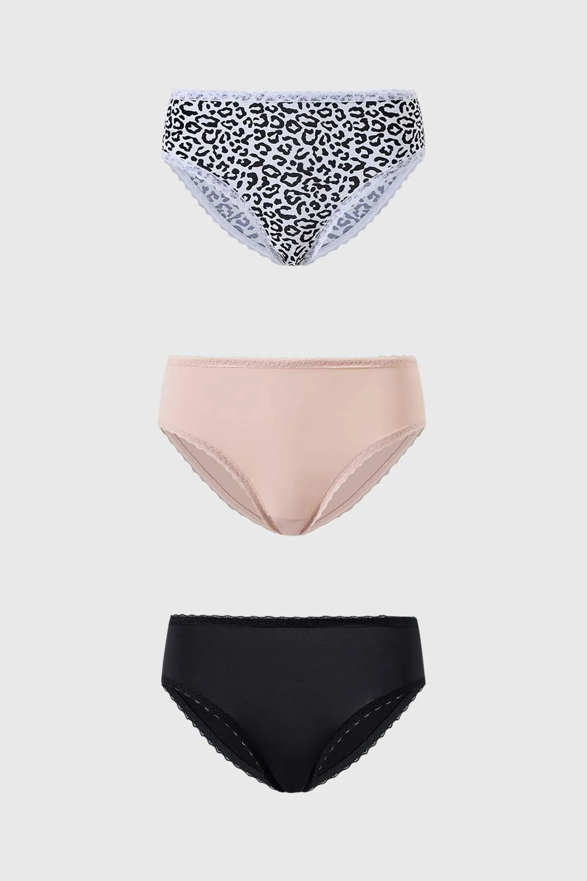 Calzón Mujer Tripack Bikini Estampado Negro