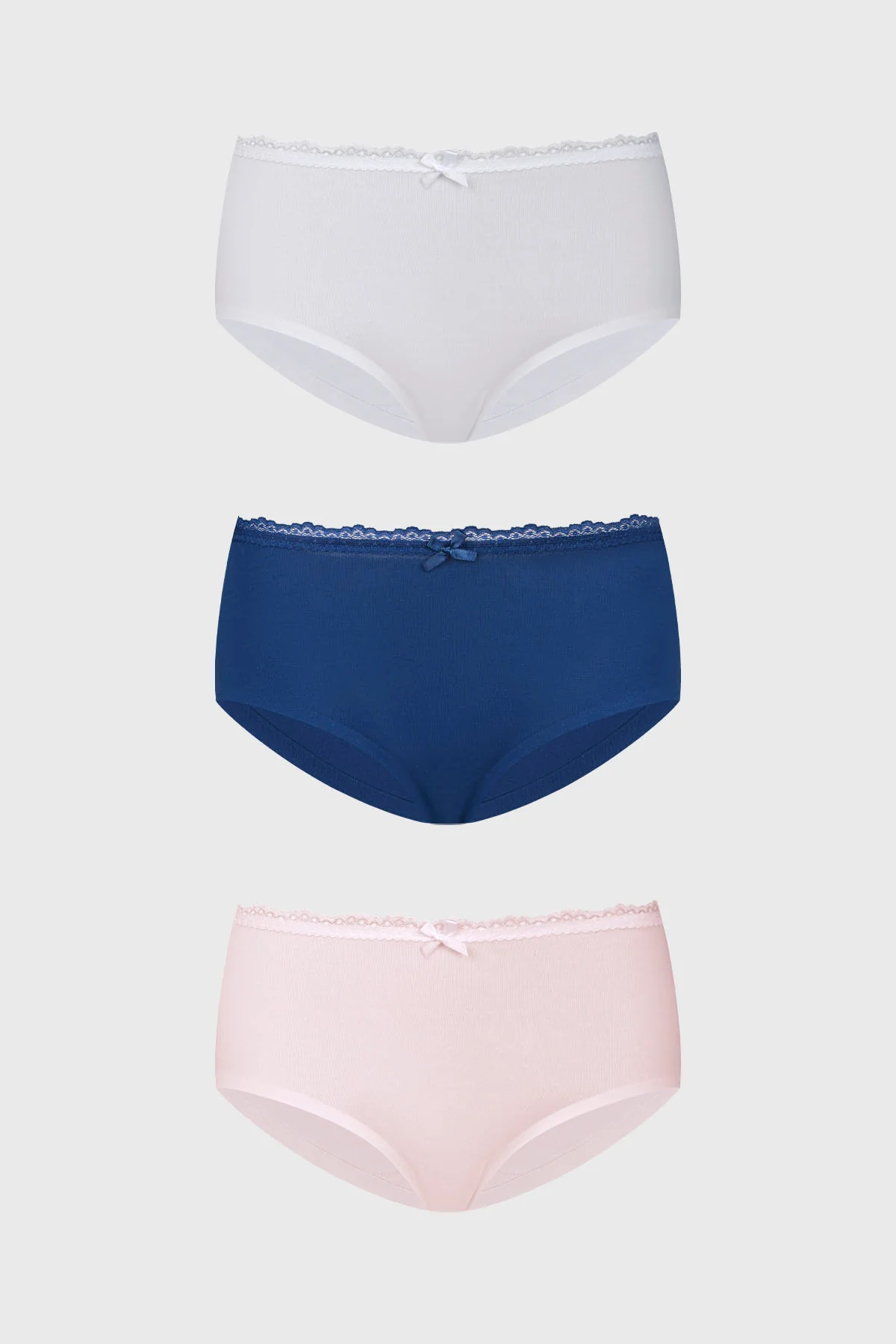 Calzón Mujer Tripack Pantaleta Detalle Encaje Azul Marino