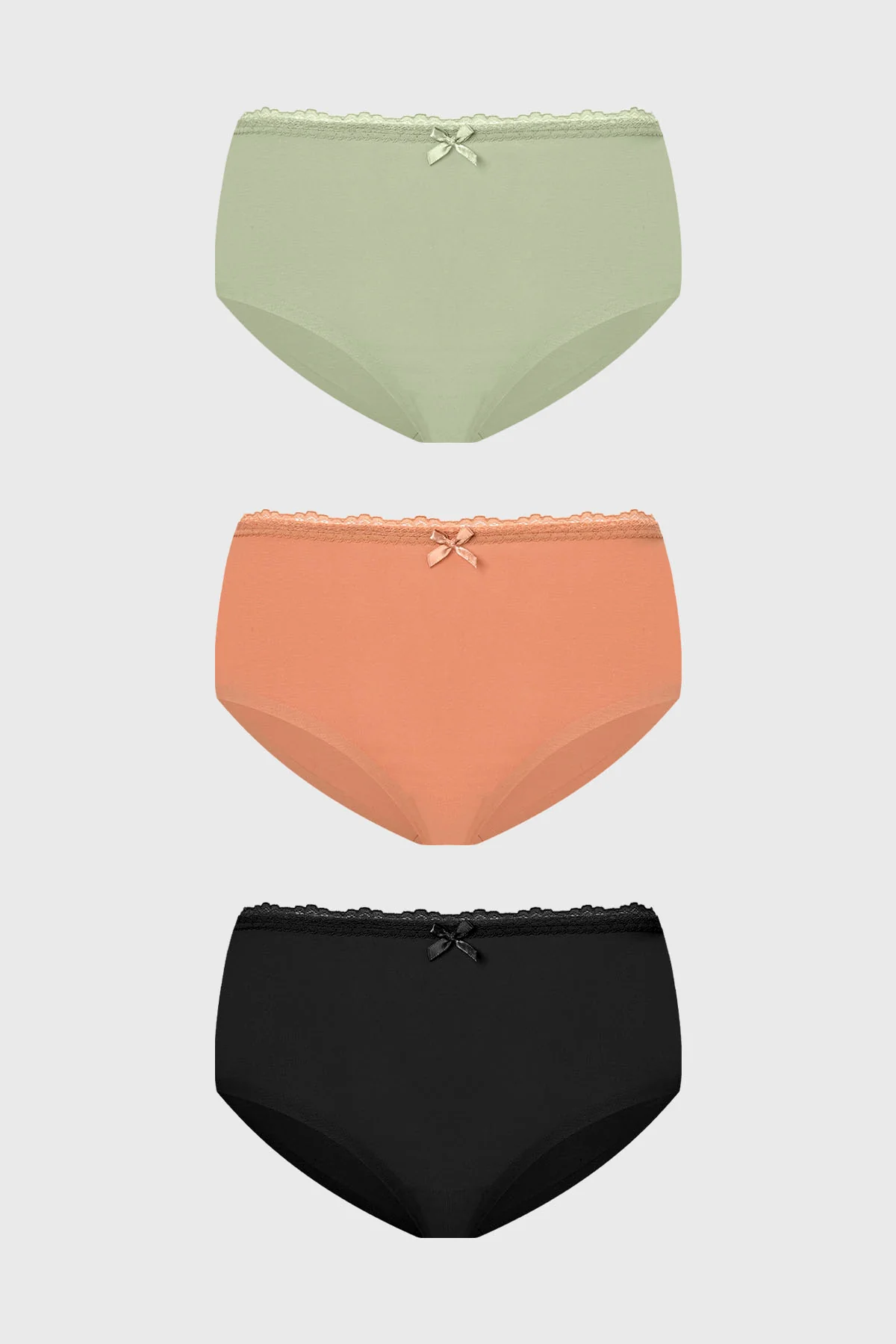 Calzón Mujer Tripack Pantaleta Detalle Encaje Menta