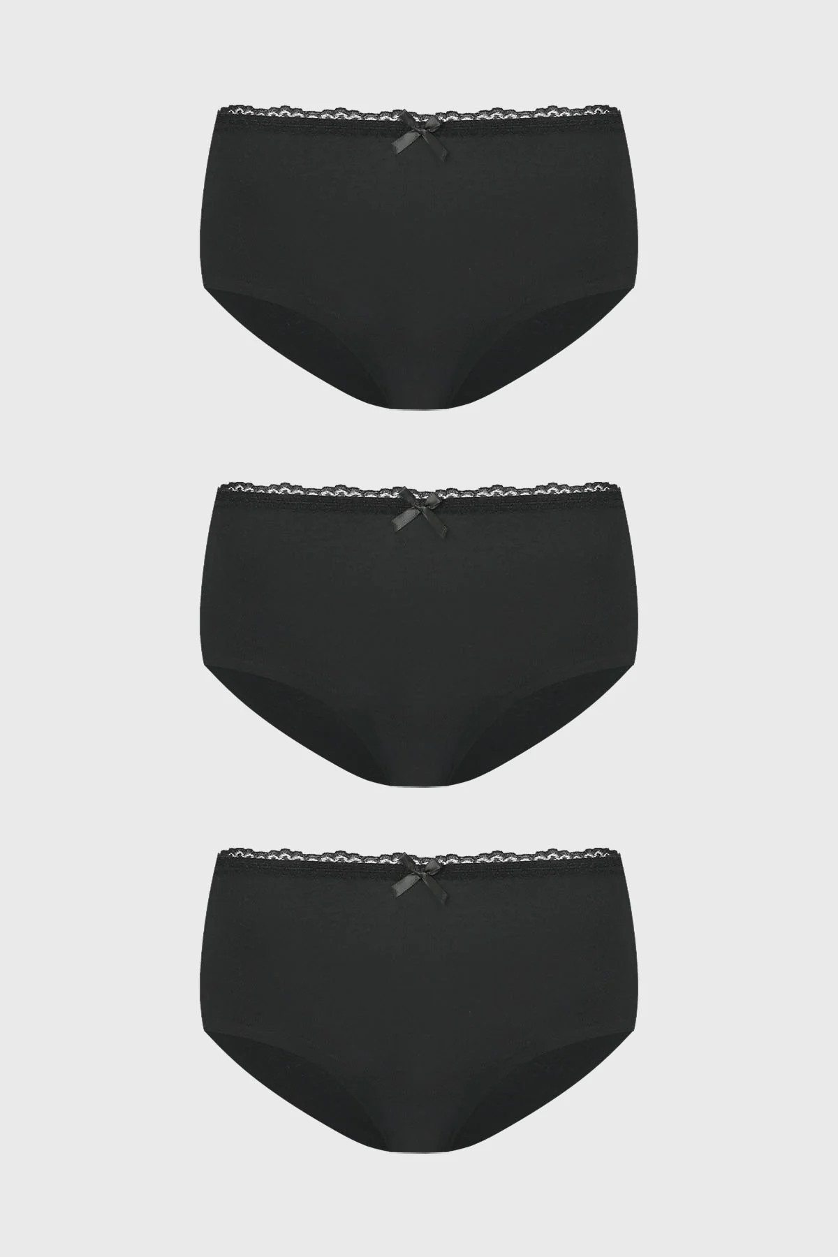 Calzón Mujer Tripack Pantaleta Detalle Encaje Negro