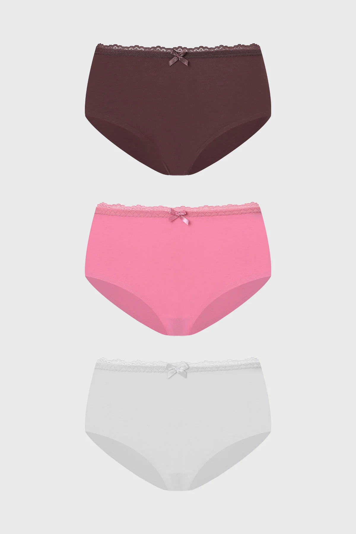 Calzón Mujer Tripack Pantaleta Detalle Encaje Rosado
