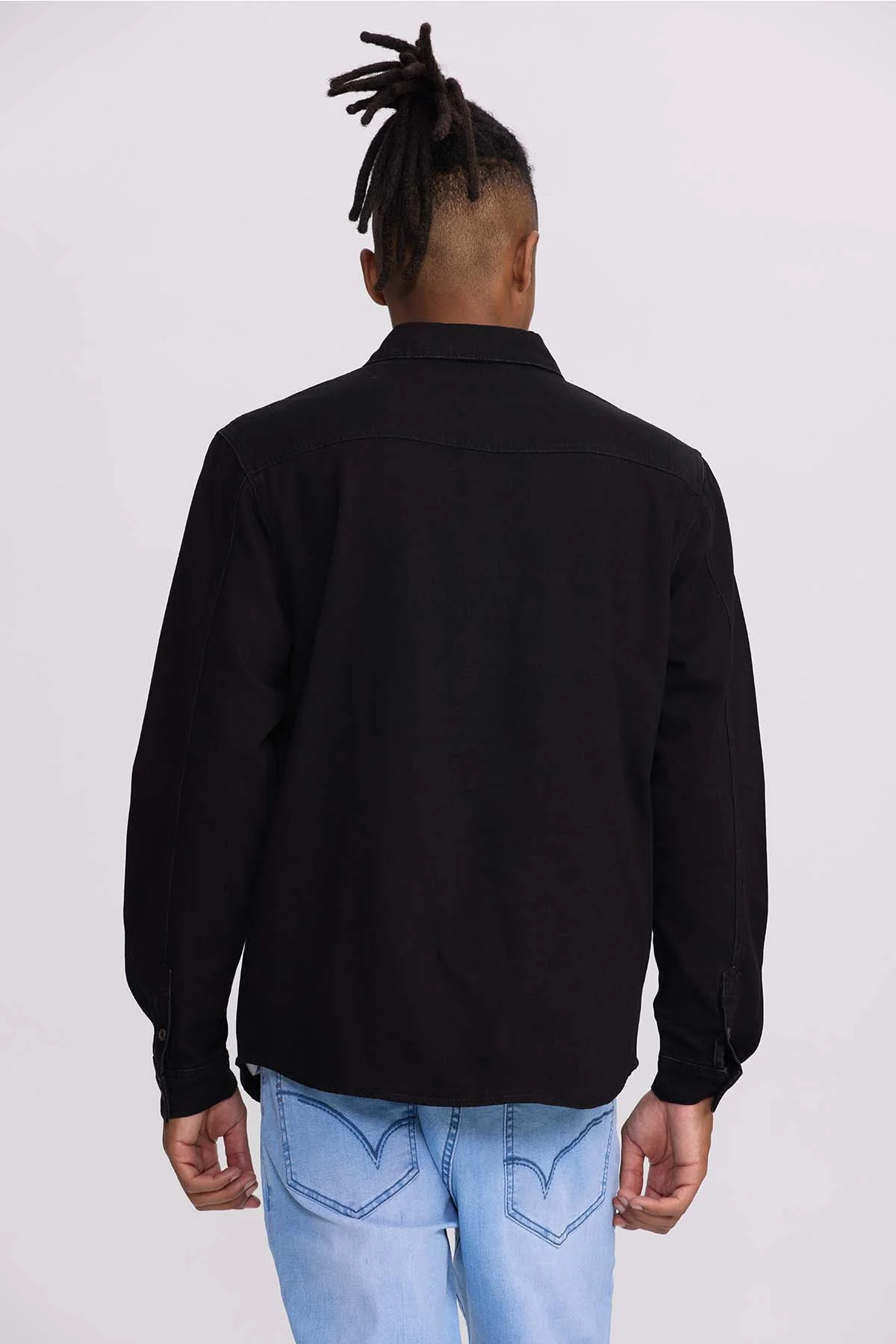 Camisa Hombre Denim Colores Negro - Image 3
