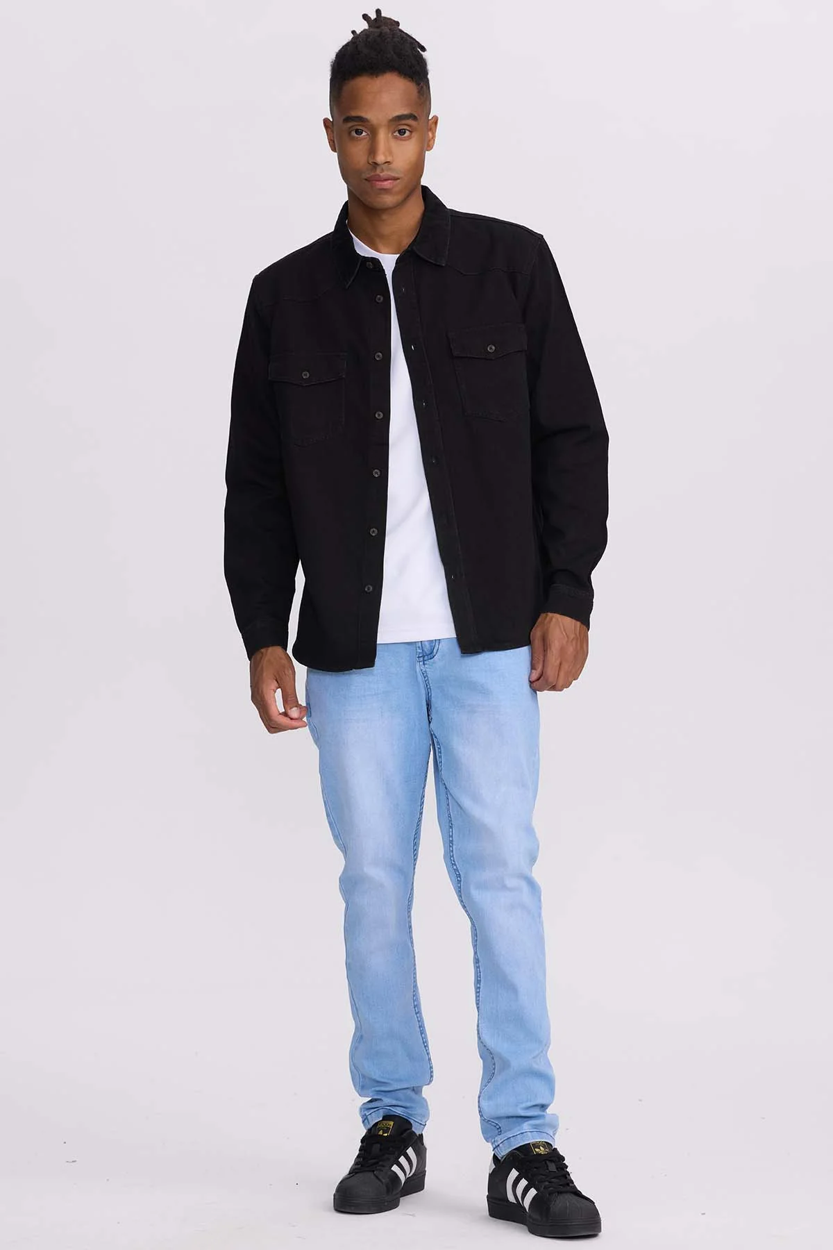 Camisa Hombre Denim Colores Negro - Image 4