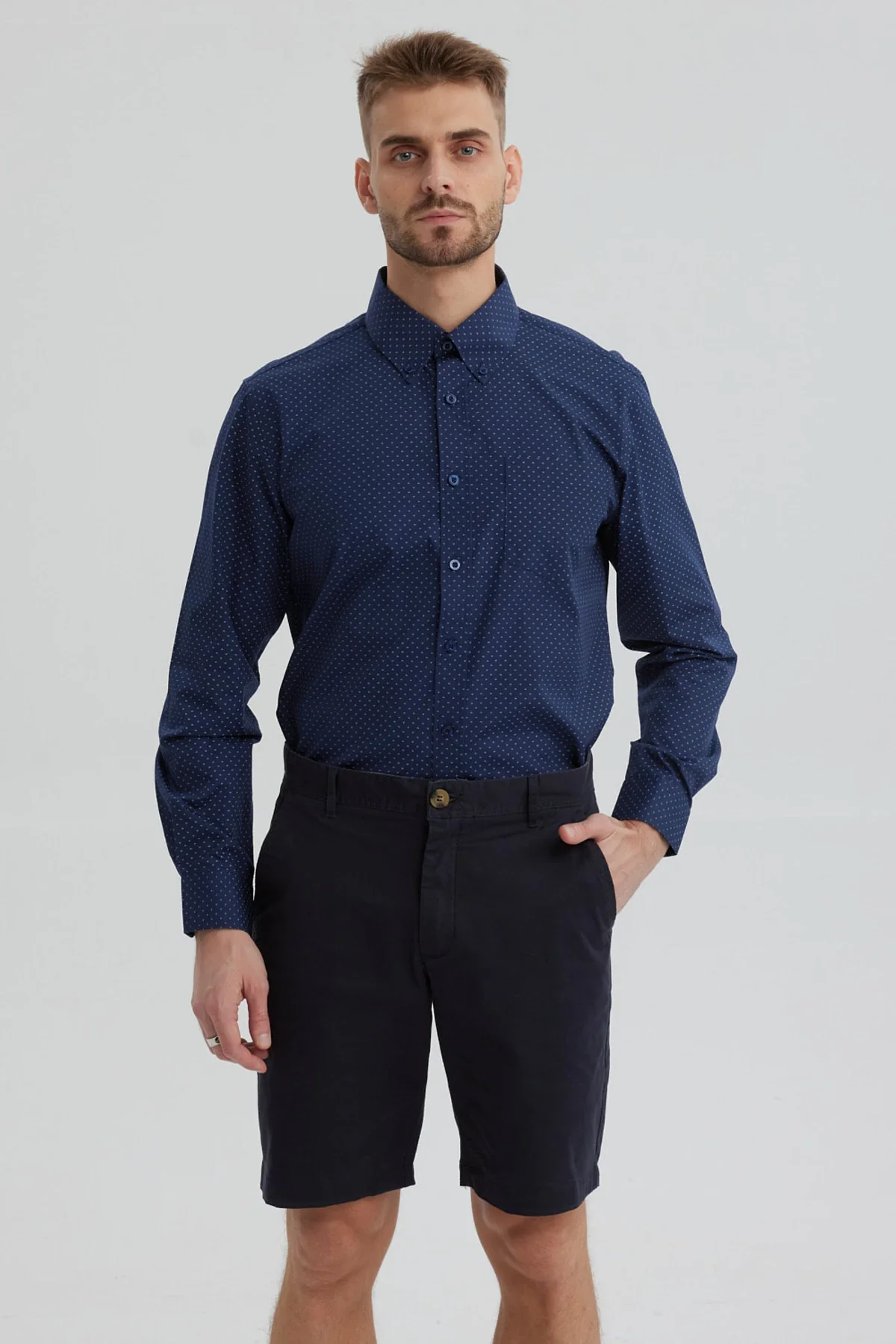 Camisa Hombre Fantasía Azul Marino