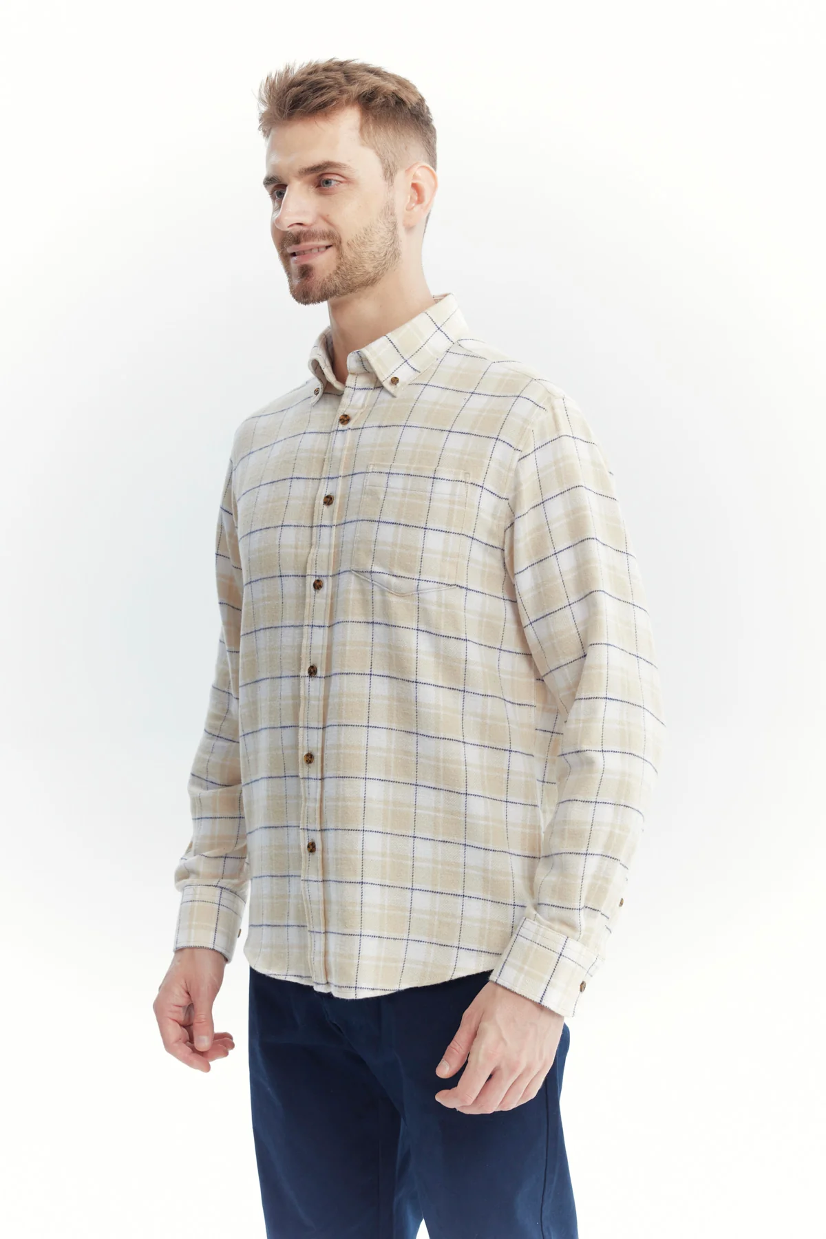 Camisa Hombre Franela Básica Beige - Image 2