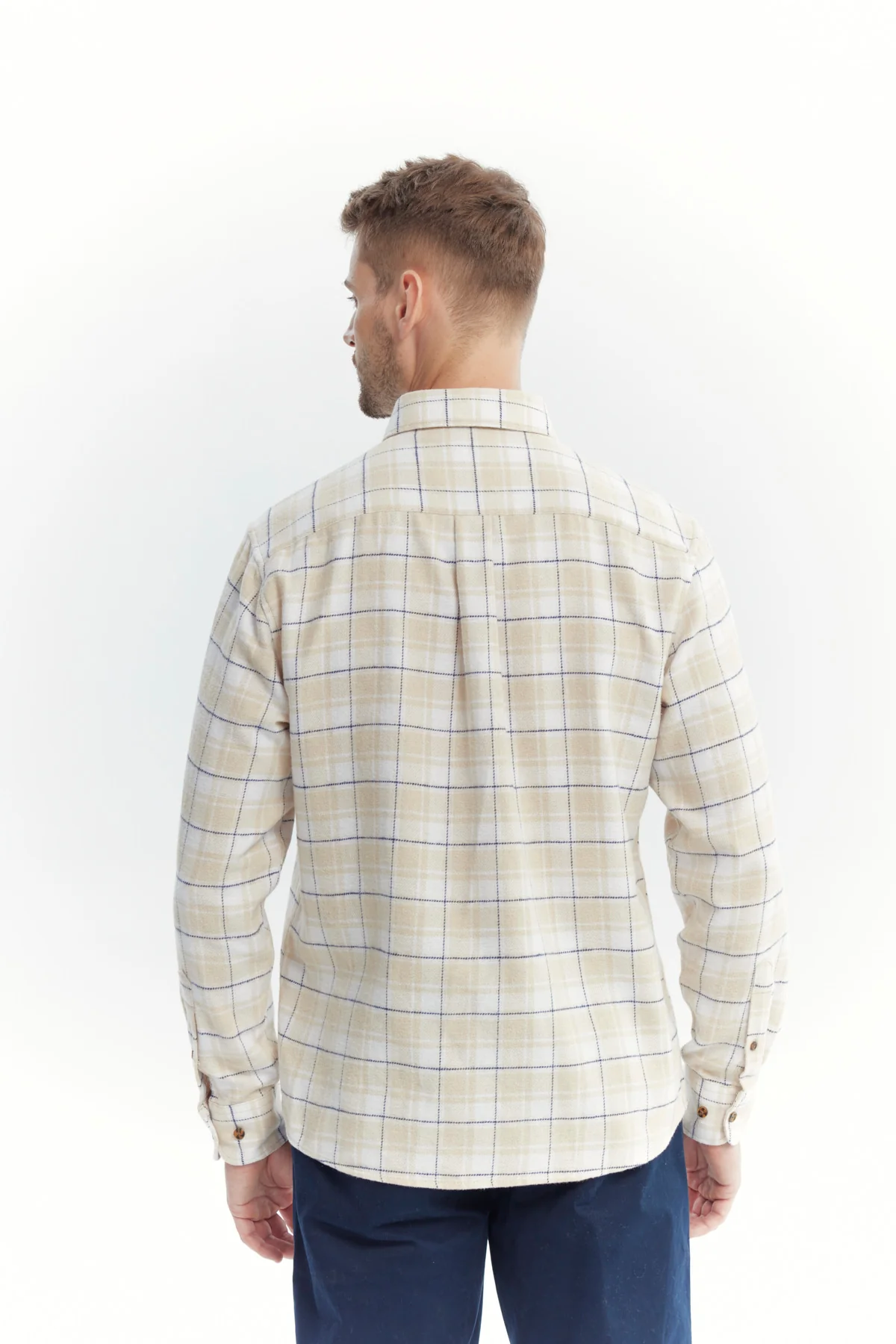 Camisa Hombre Franela Básica Beige - Image 3