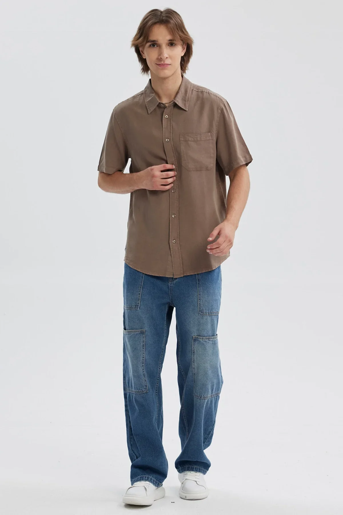 Camisa Hombre Lyocell Café - Image 4