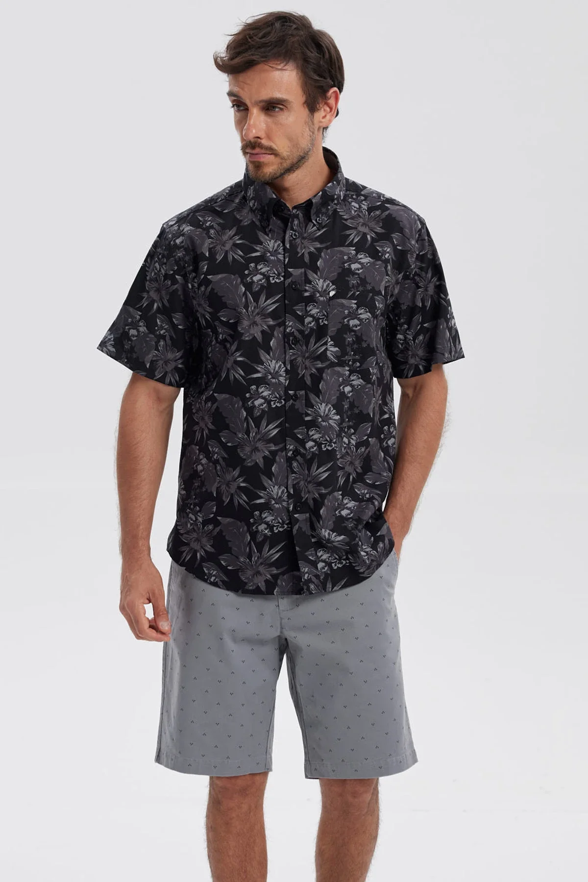 Camisa Hombre Mini Print Negro