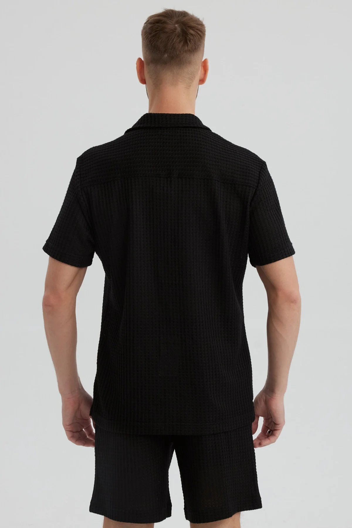 Camisa Hombre Slim Cuello Camisero Negro - Image 3