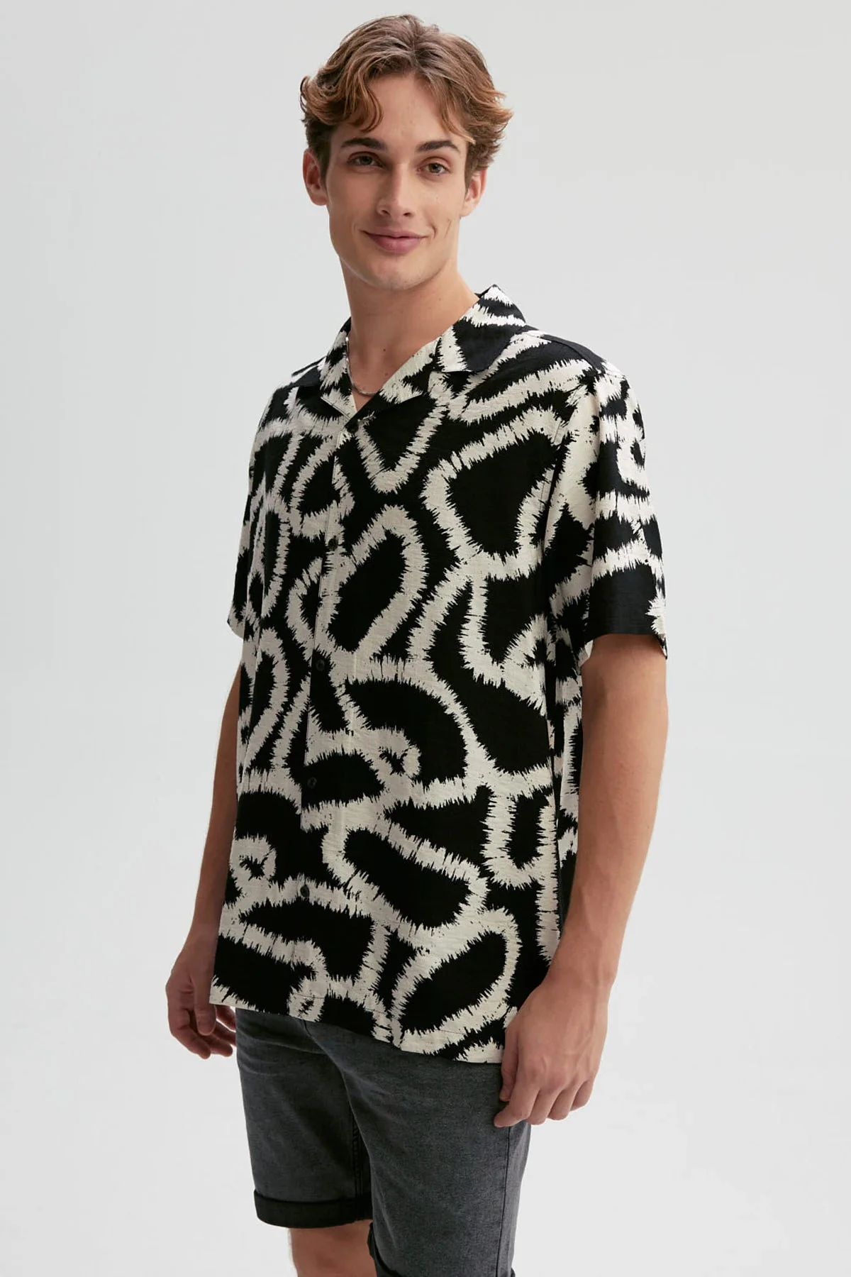 Camisa Hombre Textura Full Rapport Negro