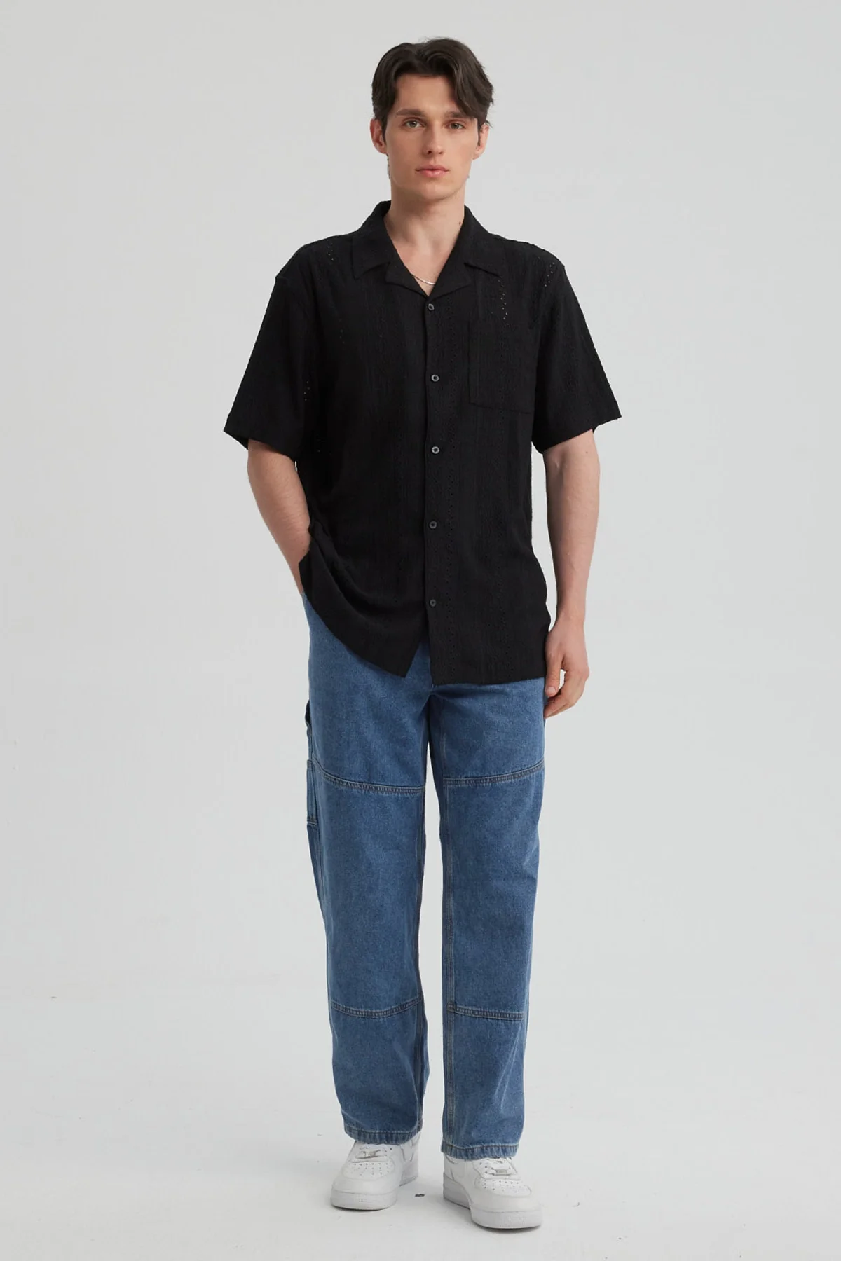Camisa Hombre Textura Negro - Image 4