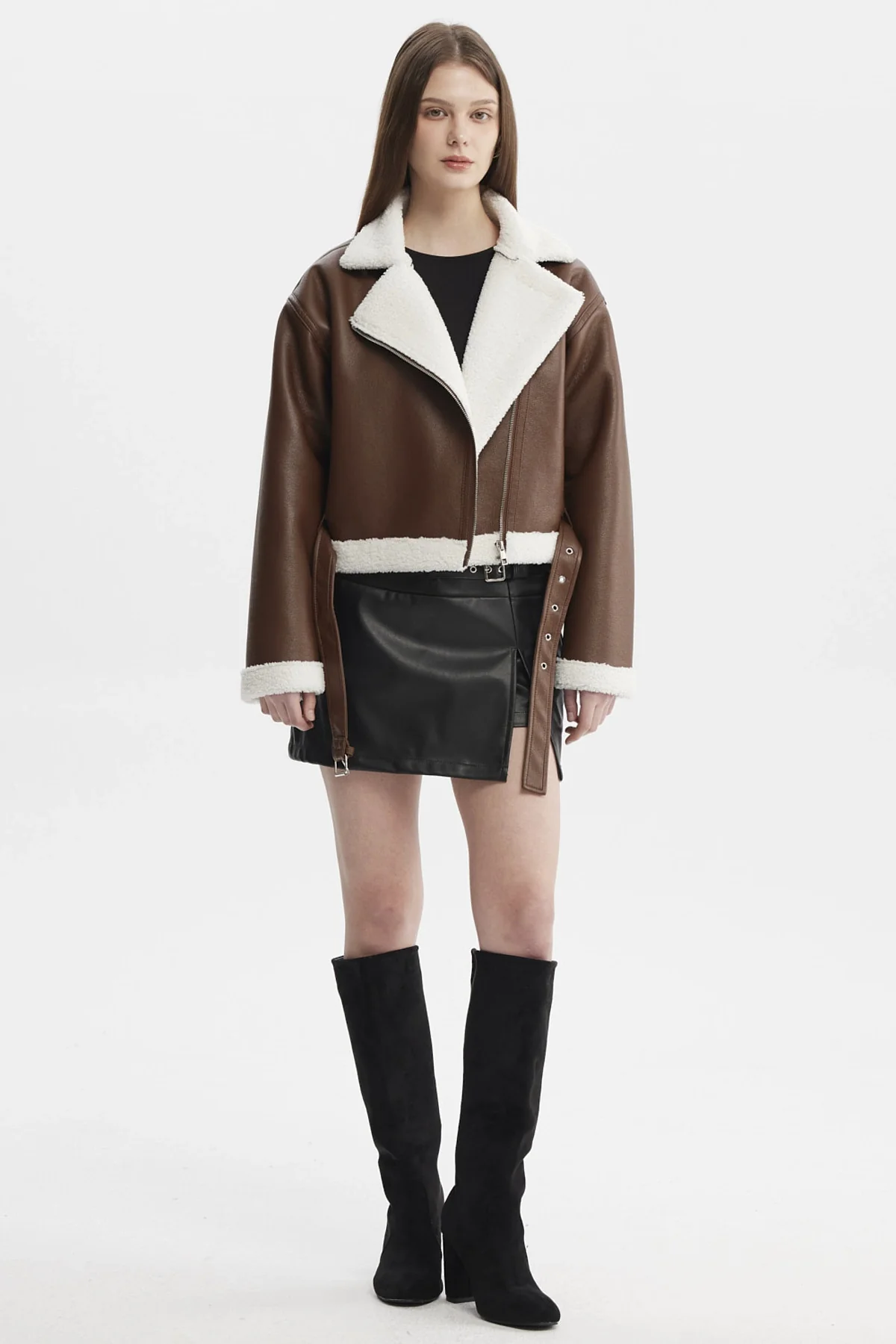Chaqueta Mujer Bonded Café Oscuro - Image 4