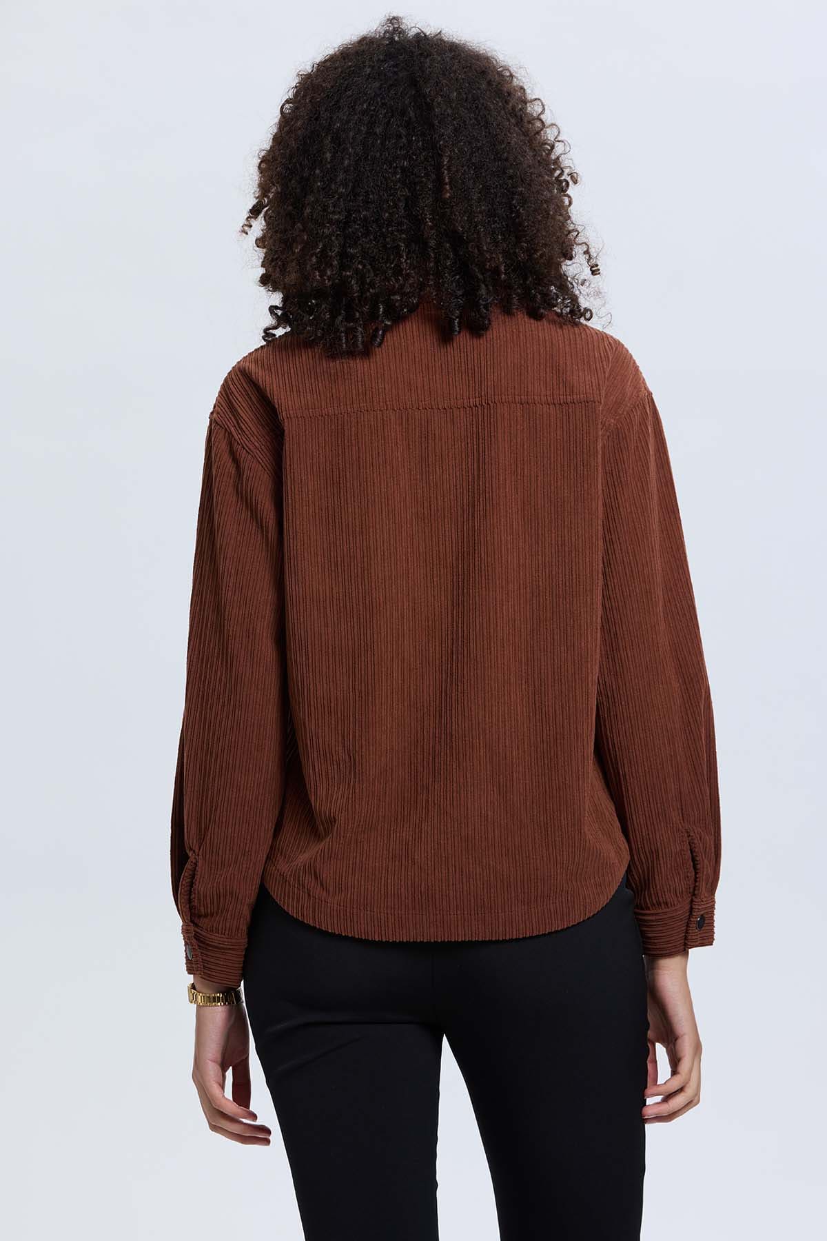 Chaqueta Mujer Cotelé Cafe - Image 3