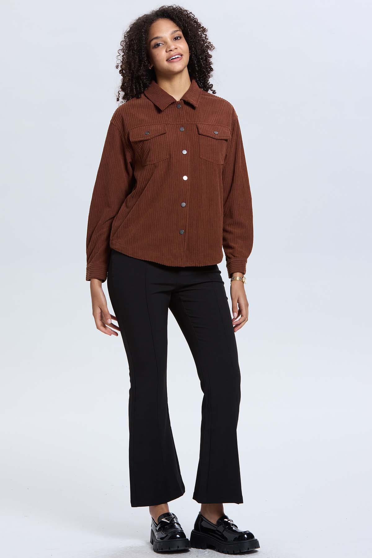 Chaqueta Mujer Cotelé Cafe - Image 4