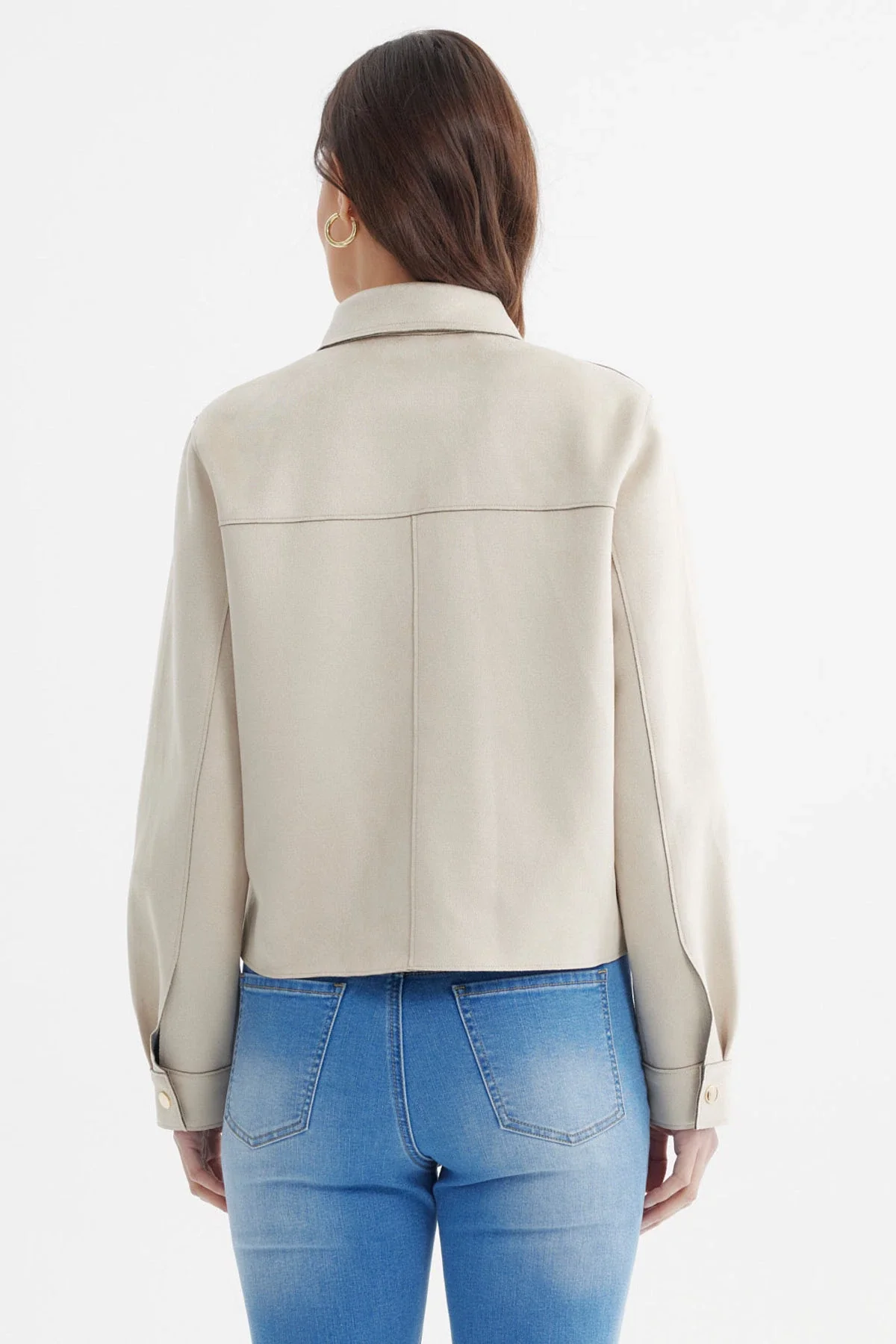 Chaqueta Mujer Cuello Camisero Beige - Image 3