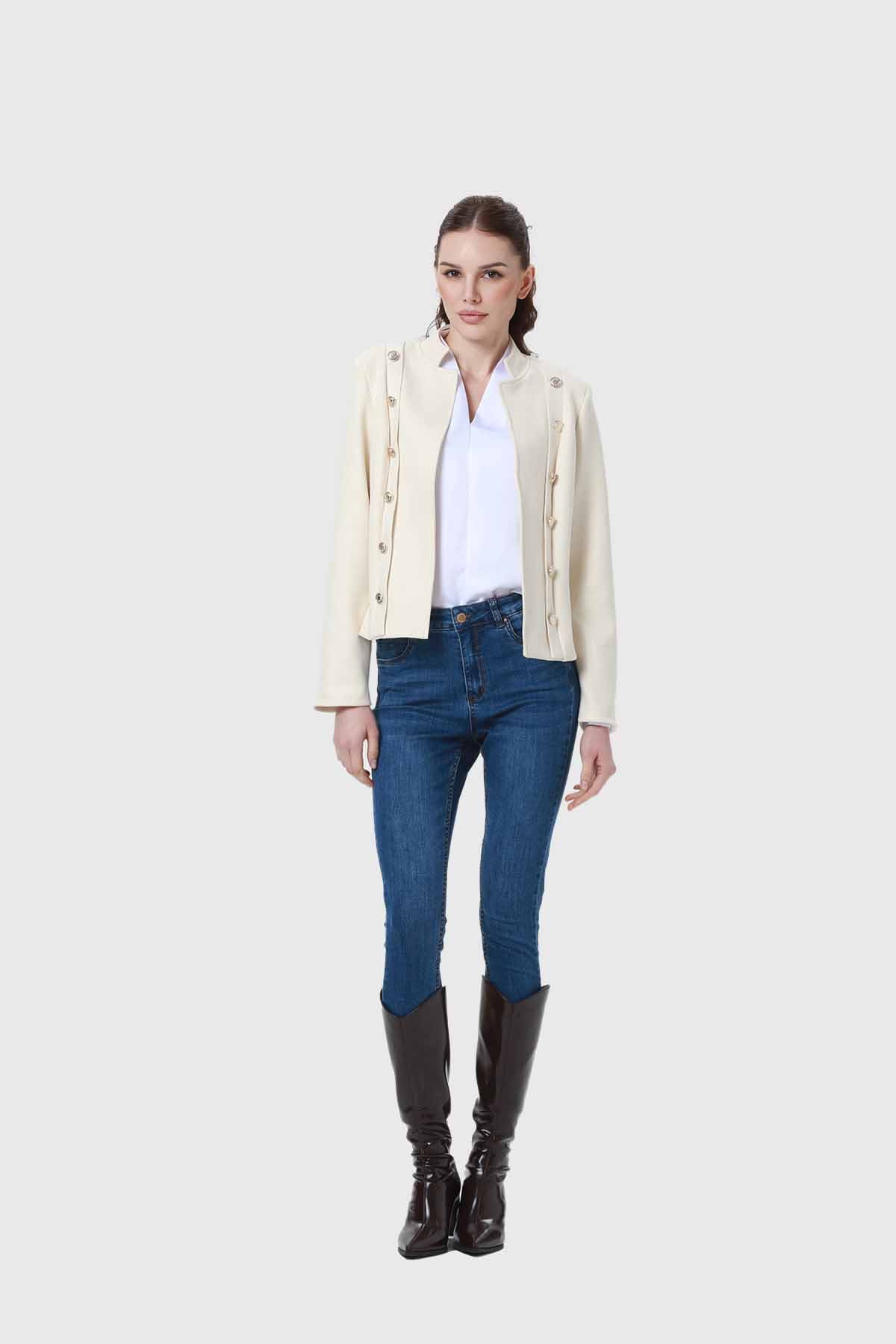 Chaqueta Mujer Gamuza Arena - Image 4