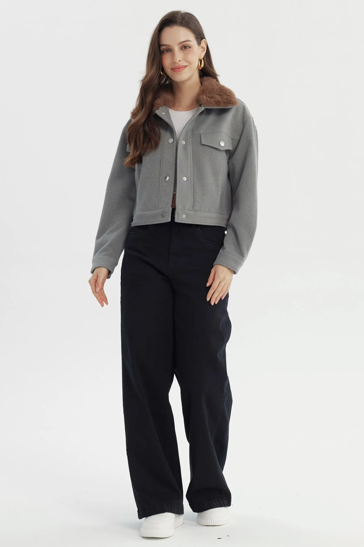 Chaqueta Mujer Juvenil Gris Melange - Image 4