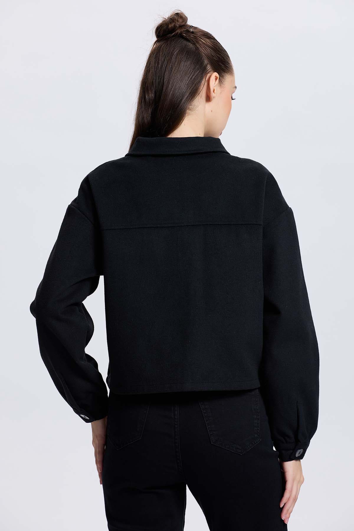 Chaqueta Mujer Overshirt Negro - Image 3