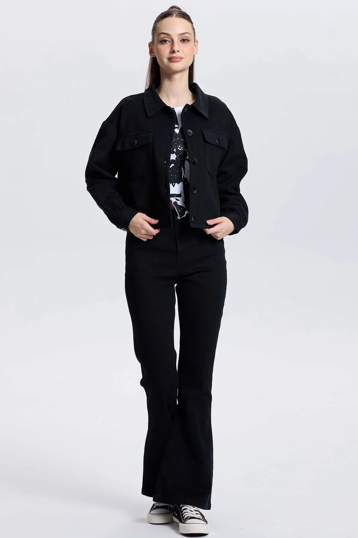 Chaqueta Mujer Overshirt Negro - Image 4