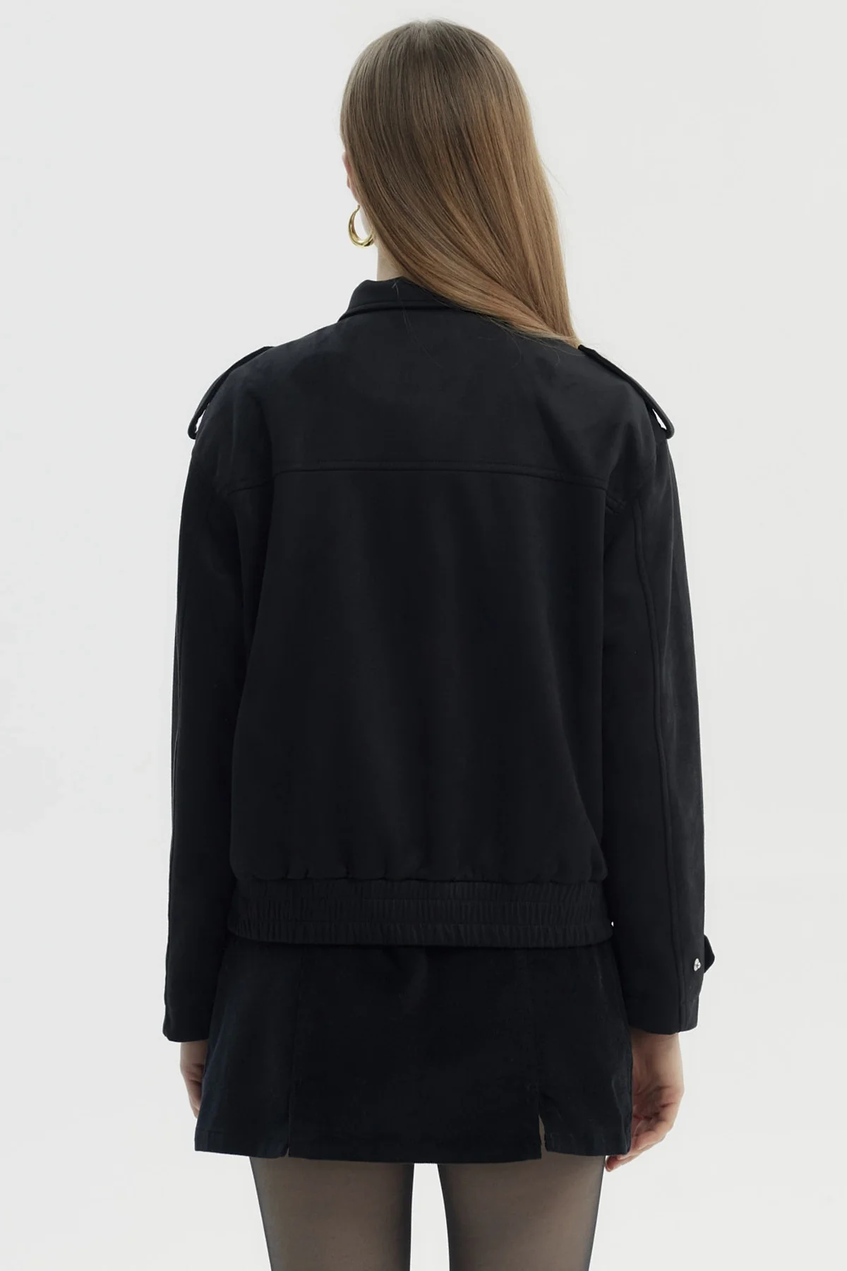 Chaqueta Mujer Oversize Gamuza Negro - Image 3