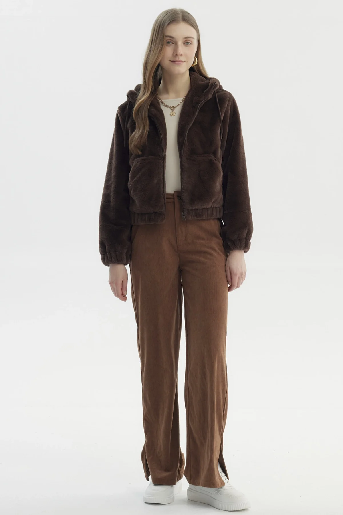 Chaqueta Mujer Polar Suave Chocolate - Image 4