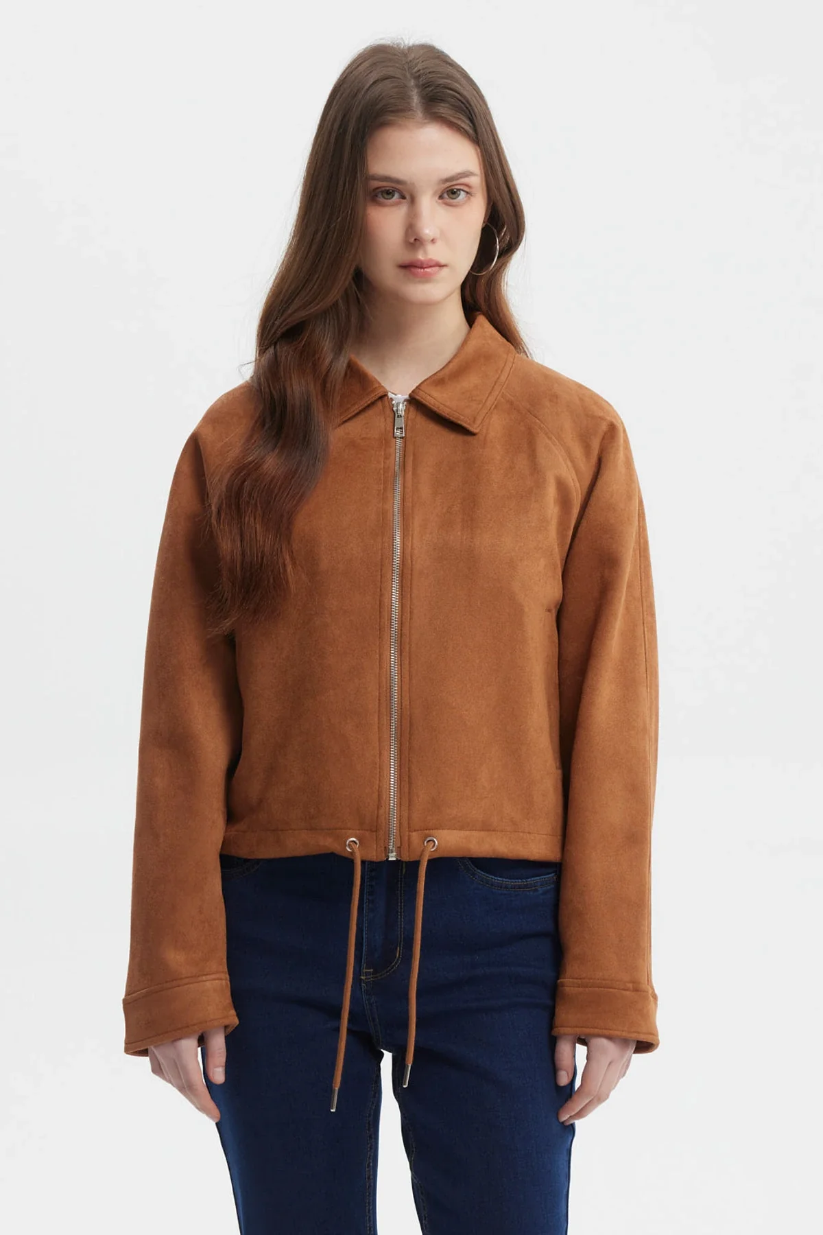 Chaqueta Mujer Slim Cuello Camisero Camel