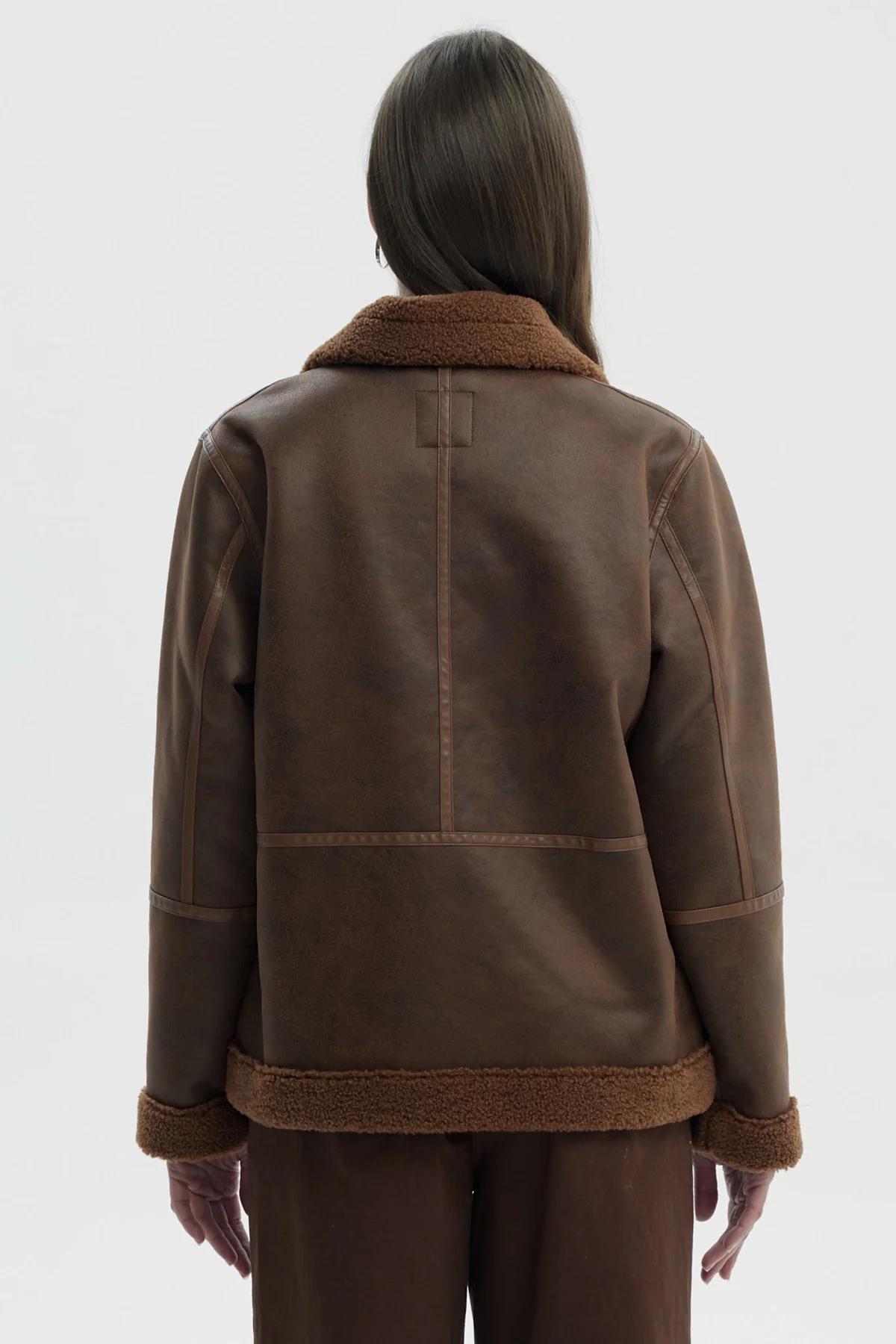 Chaqueta Mujer Slim Cuello Camisero Camel Oscuro - Image 3