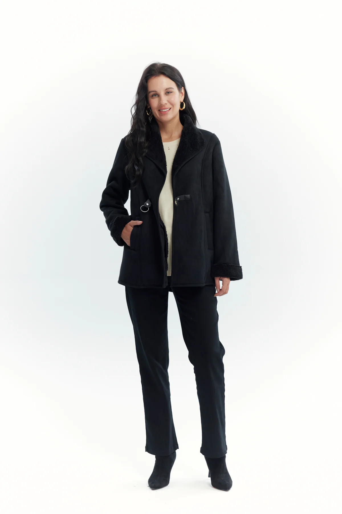 Chaqueta Mujer Slim Cuello Camisero Negro - Image 4