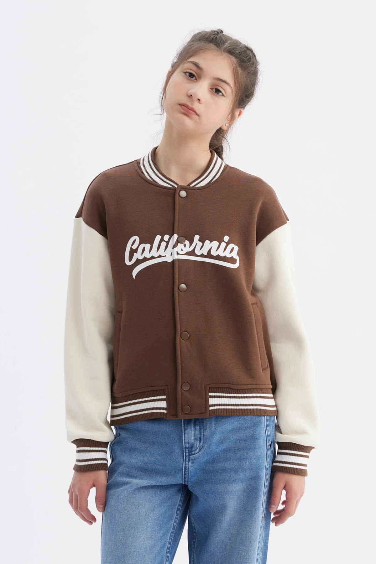 Chaqueta Niña Bomber Café