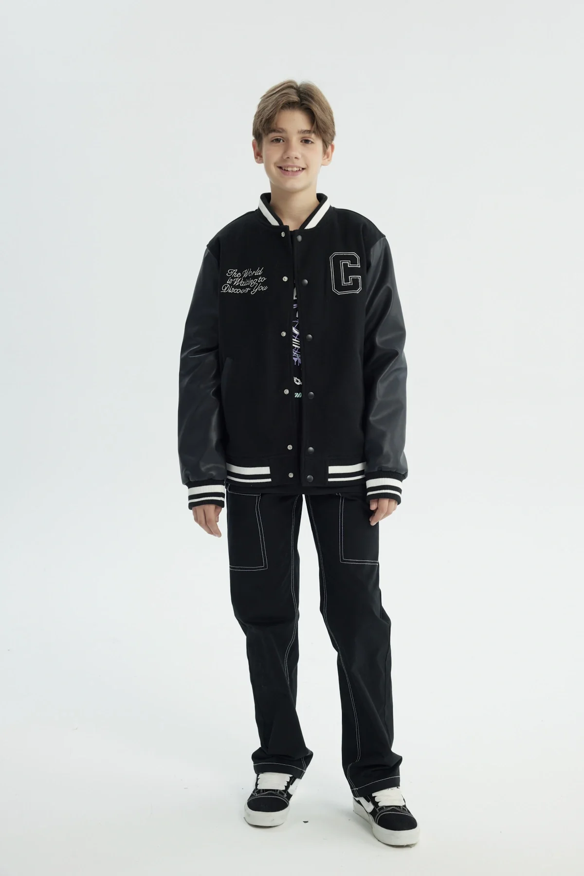 Chaqueta Niño Cuello V Negro - Image 4