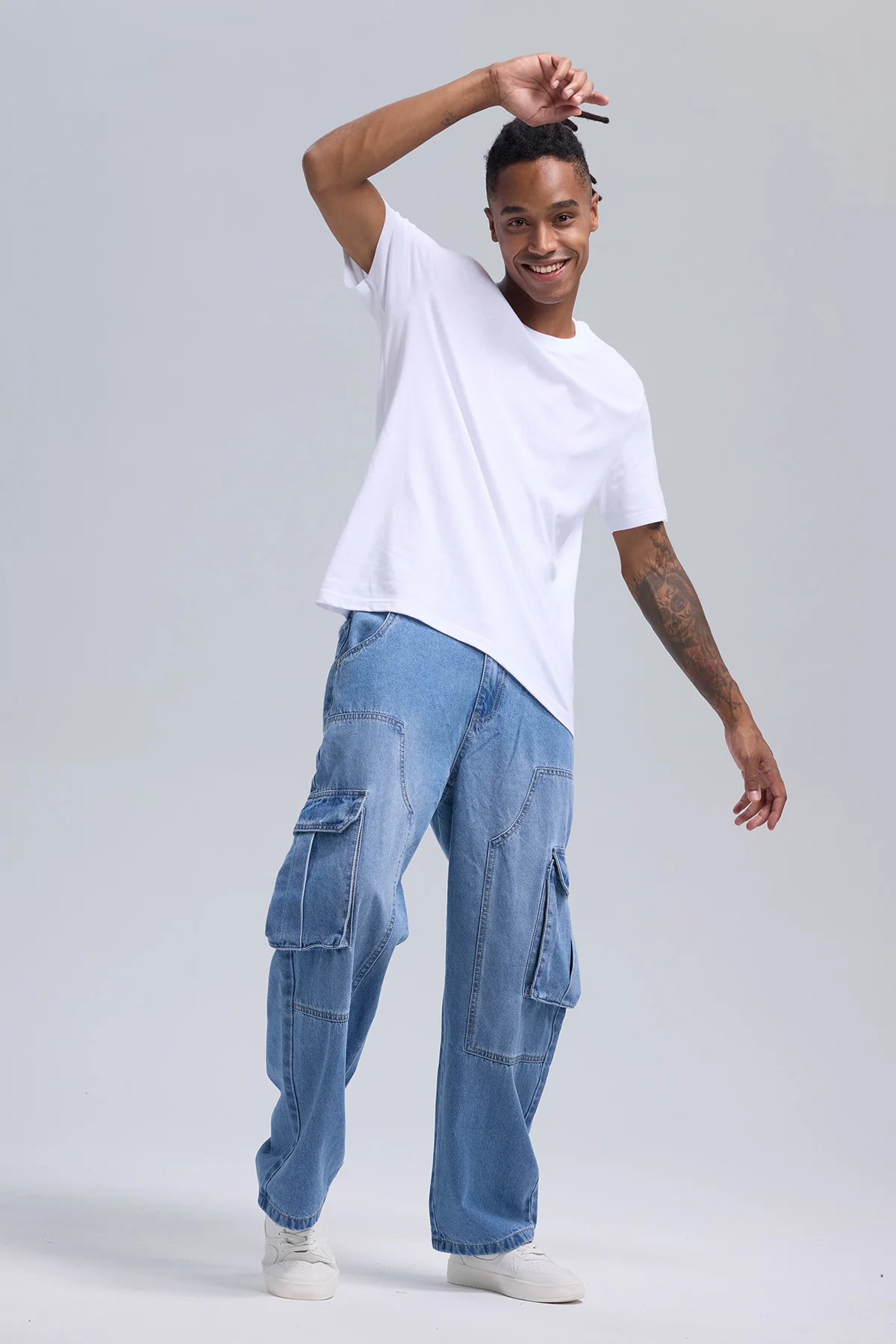 Jeans Hombre Cargo Baggy Azul Claro - Image 4